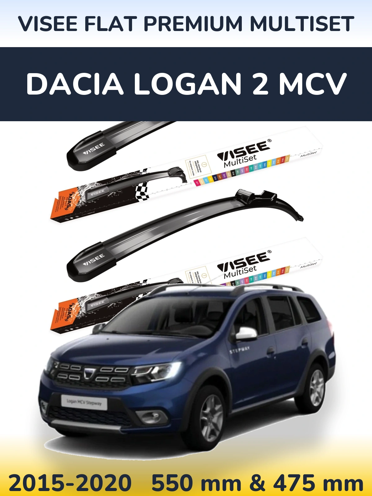 Ștergătoare VISEE FLAT PREMIUM MultiSet pentru Dacia Logan 2 MCV
