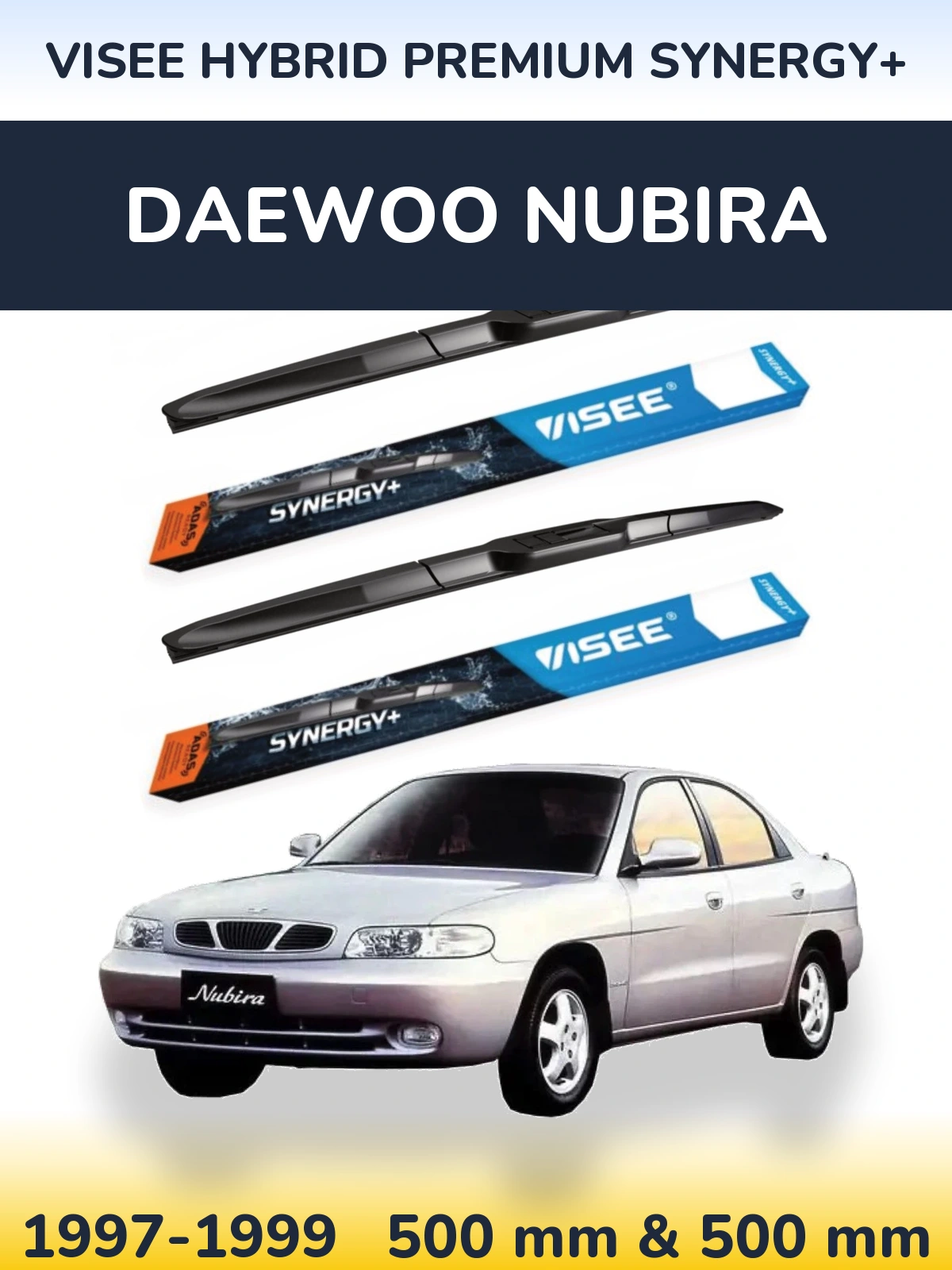 Комплект передних дворников VISEE HYBRID PREMIUM SYNERGY+ 500 & 500 мм для Daewoo Nubira 1997-1999