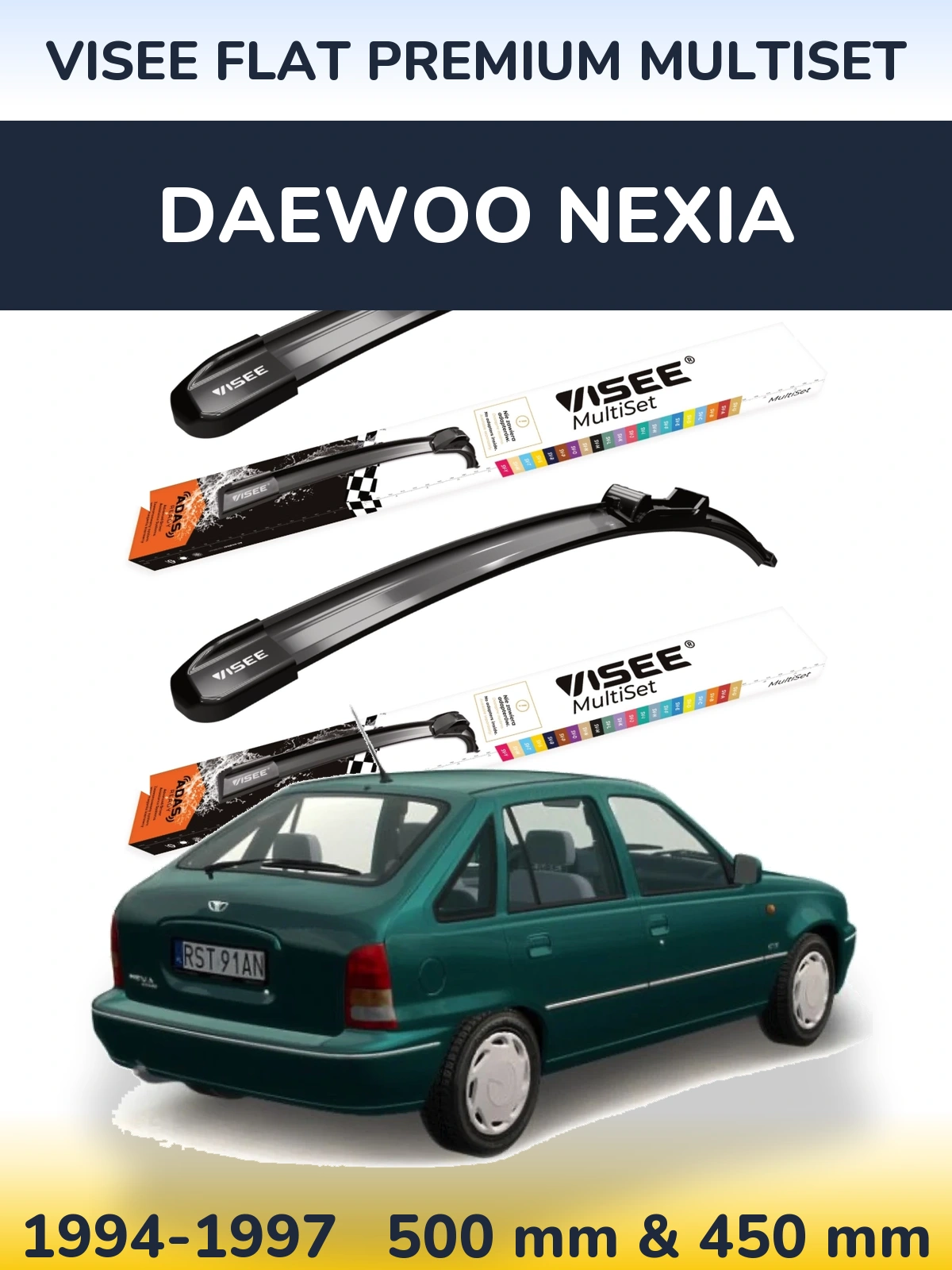 Ștergătoare VISEE FLAT PREMIUM MultiSet pentru Daewoo Nexia