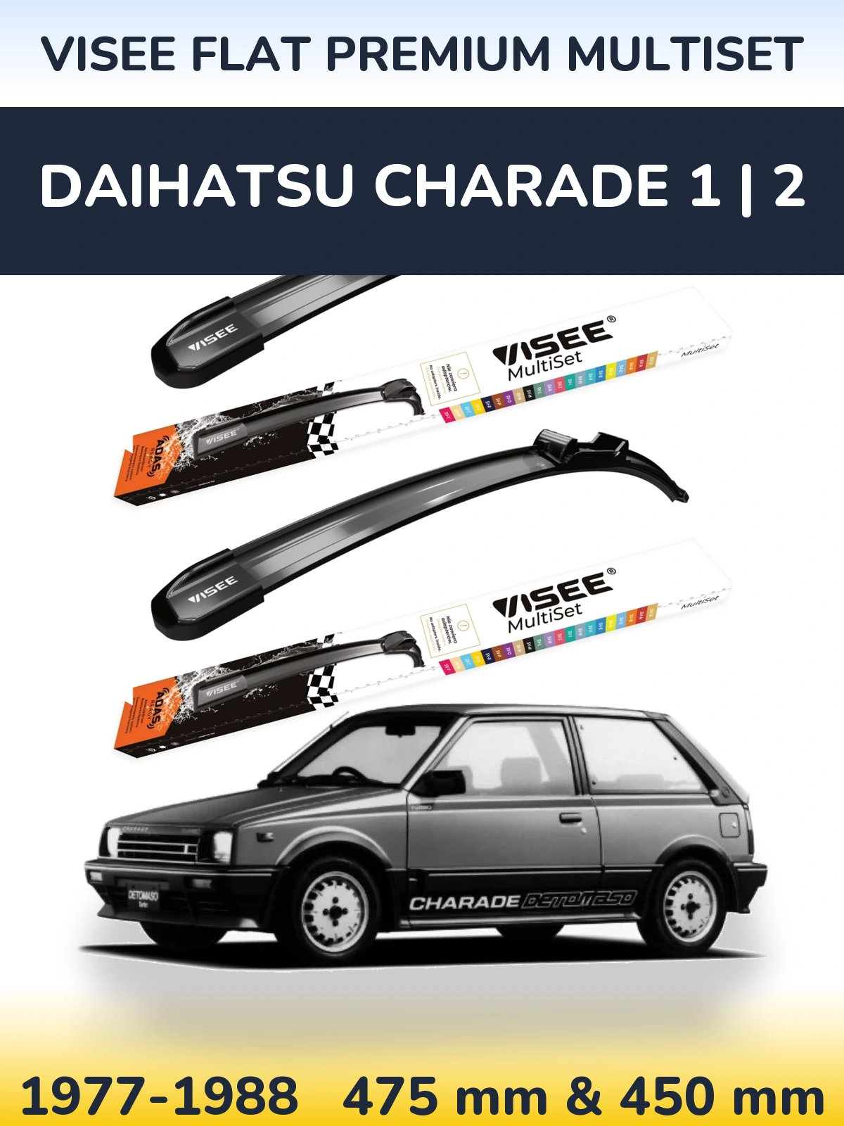 Ștergătoare VISEE FLAT PREMIUM MultiSet pentru Daihatsu Charade 1 | 2