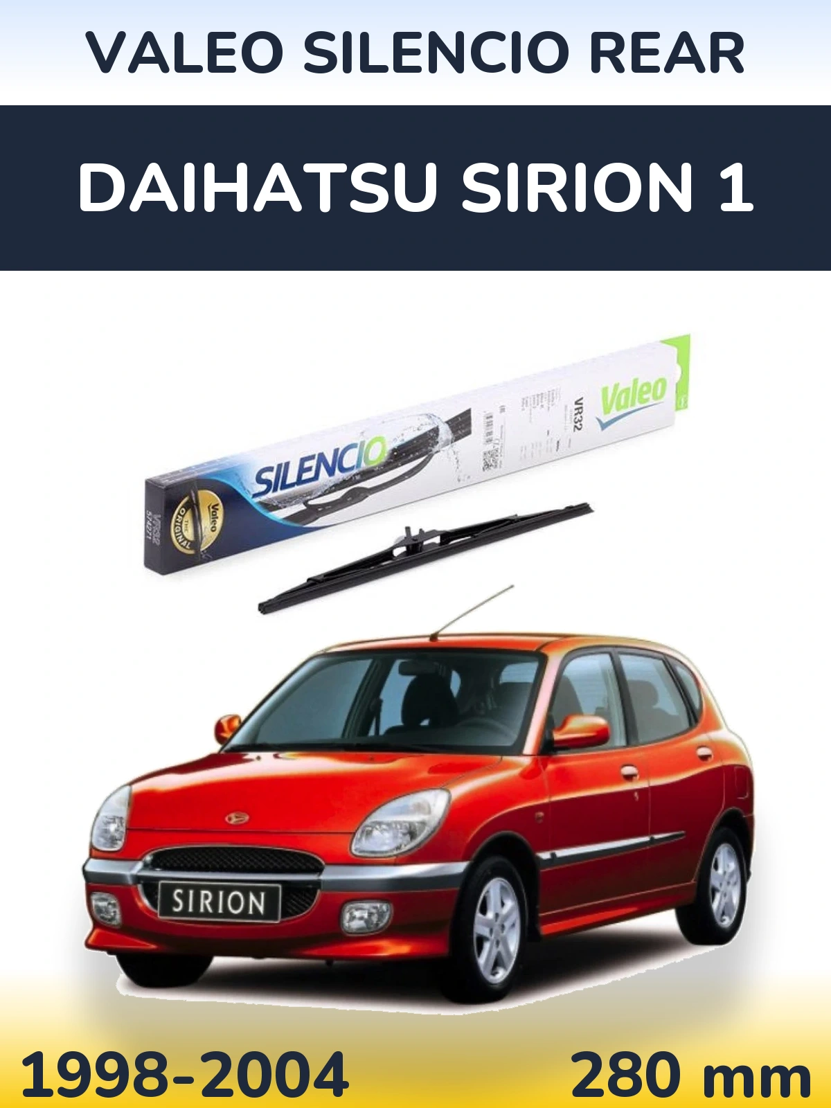 Rear wiper blade Valeo Silencio Rear 280 mm for Daihatsu SIrion 1 1998-2004