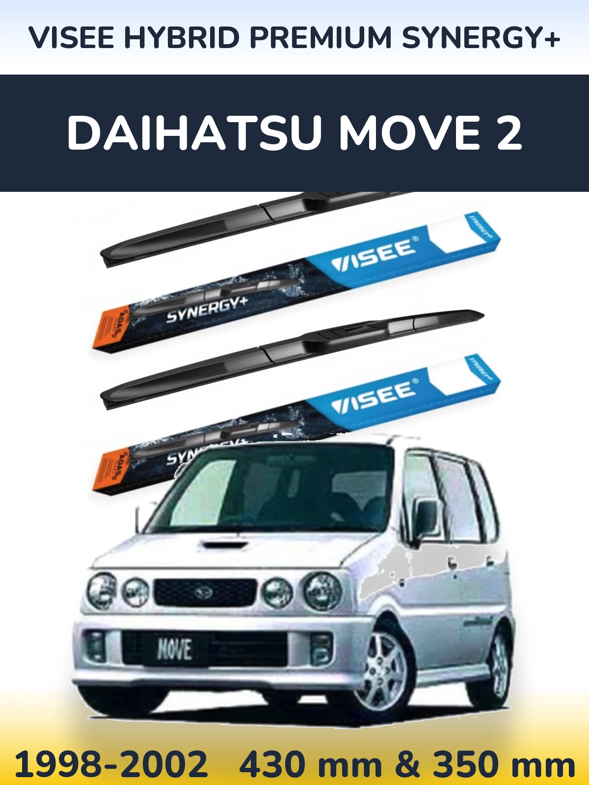 Комплект передних дворников VISEE HYBRID PREMIUM SYNERGY+ 430 & 350 мм для Daihatsu Move 2 1998-2002