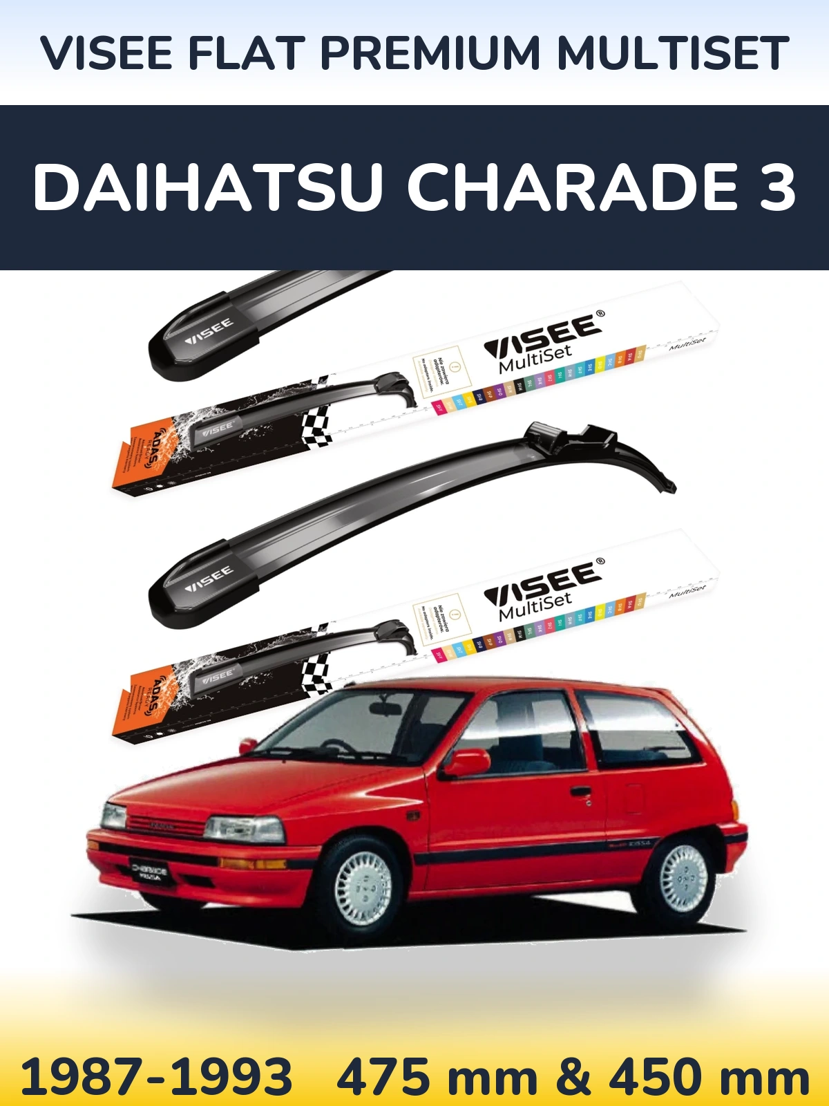 Ștergătoare VISEE FLAT PREMIUM MultiSet pentru Daihatsu Charade 3