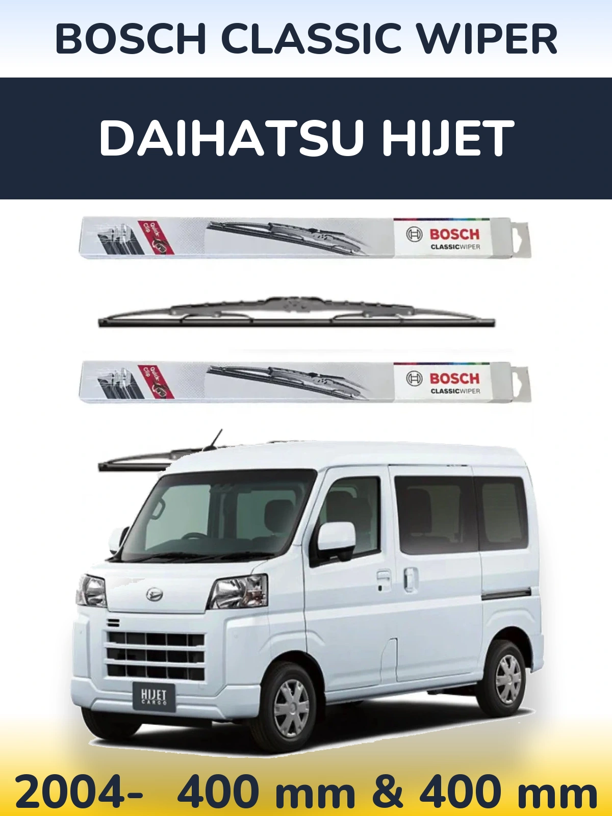 Комплект передних дворников BOSCH Classic Wiper 400 & 400 мм для Daihatsu HiJet 2004-2026