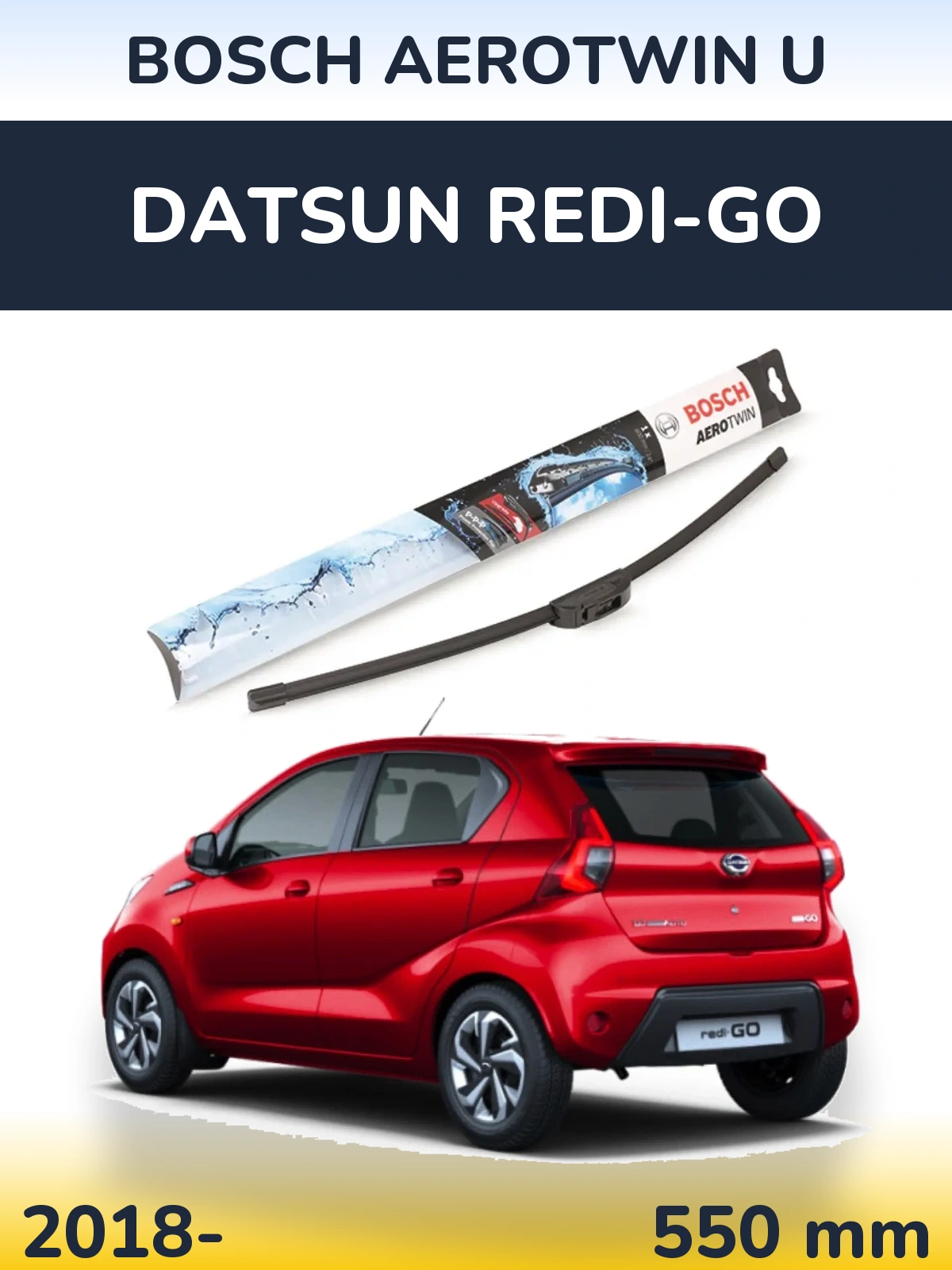 Передний дворник BOSCH AeroTwin U 550 мм для Datsun Redi-Go 2018-2026