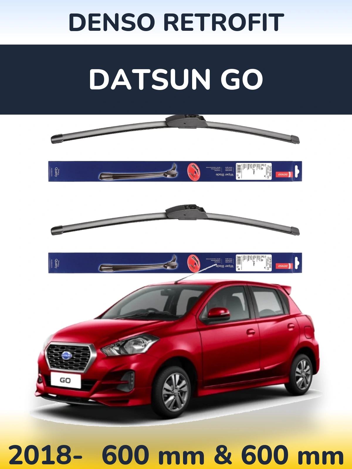 Комплект передніх щіток Denso Retrofit 600 & 600 мм для Datsun Go 2018-2026