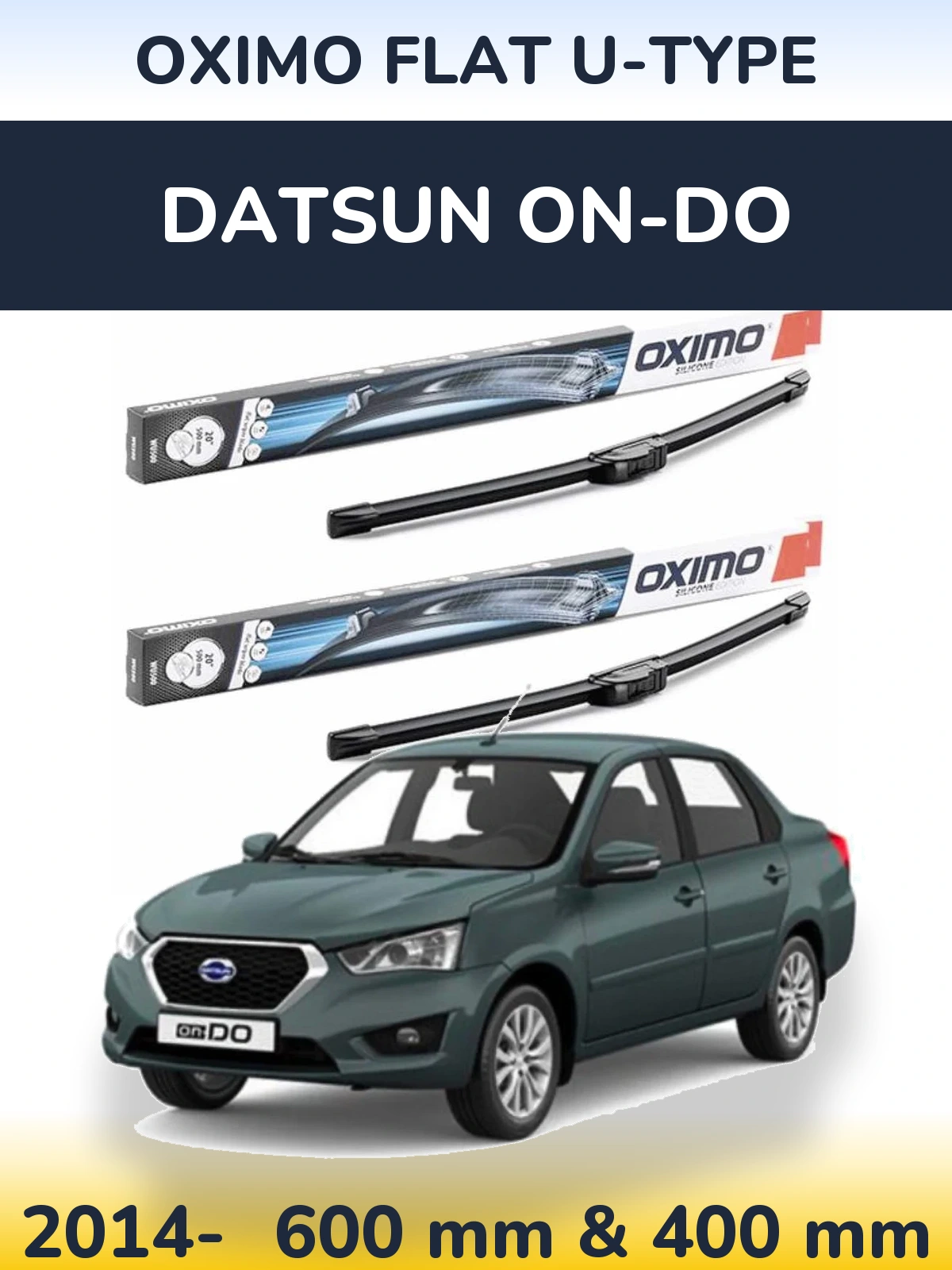 Комплект передних дворников Oximo Flat U-type 600 & 400 мм для Datsun on-DO 2014-2026