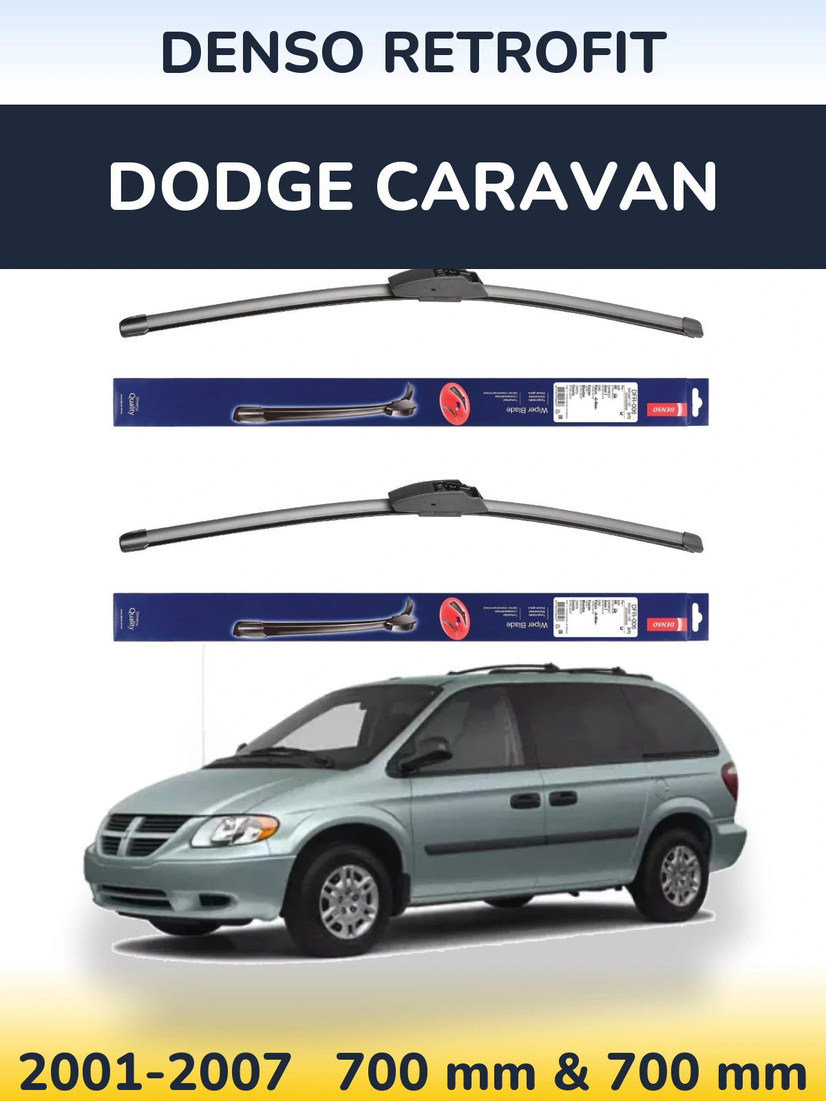 Комплект передних дворников Denso Retrofit 700 & 700 мм для Dodge Caravan 2001-2007