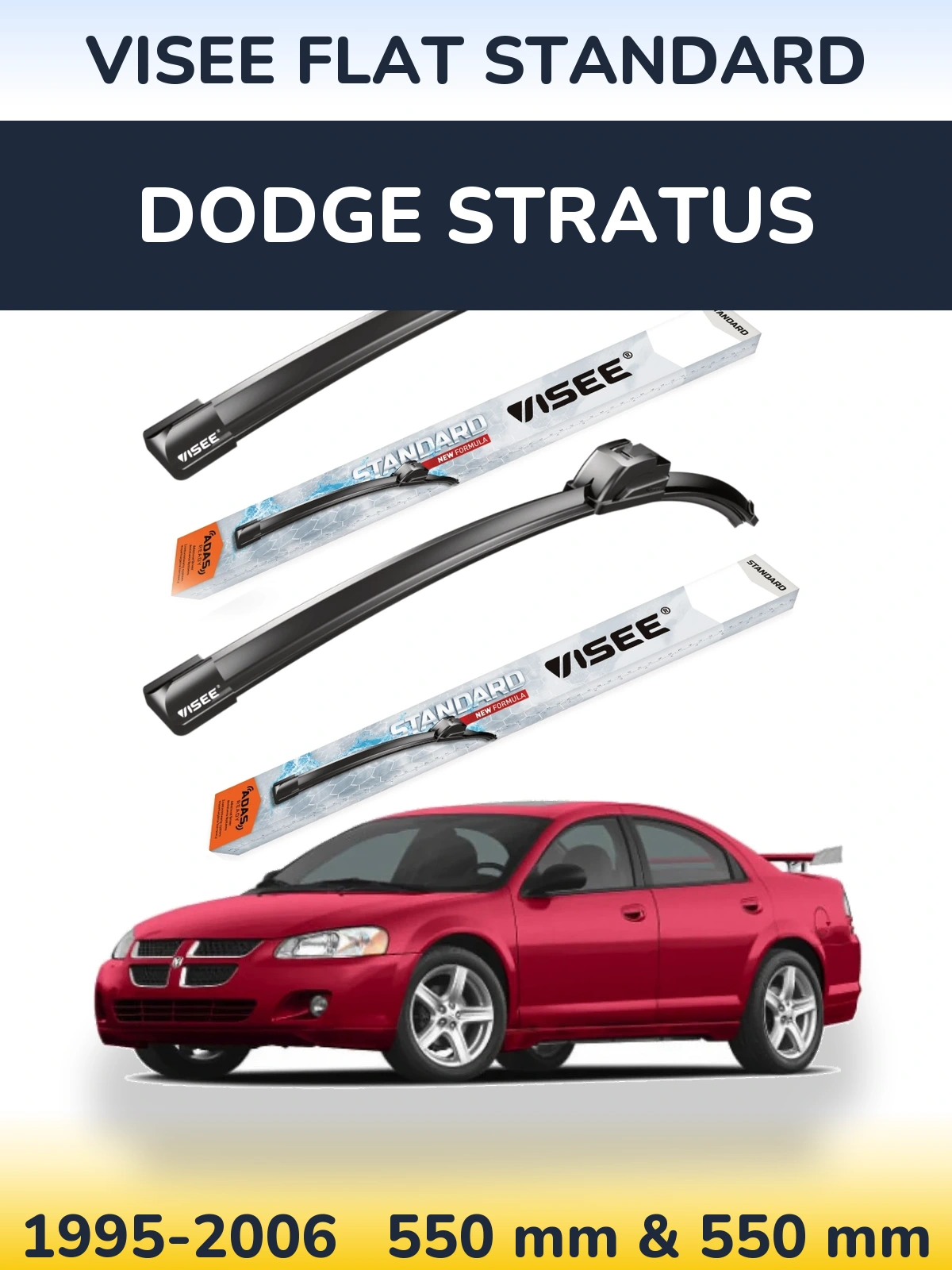 Комплект передних дворников VISEE FLAT STANDARD 550 & 550 мм для Dodge Stratus 1995-2006