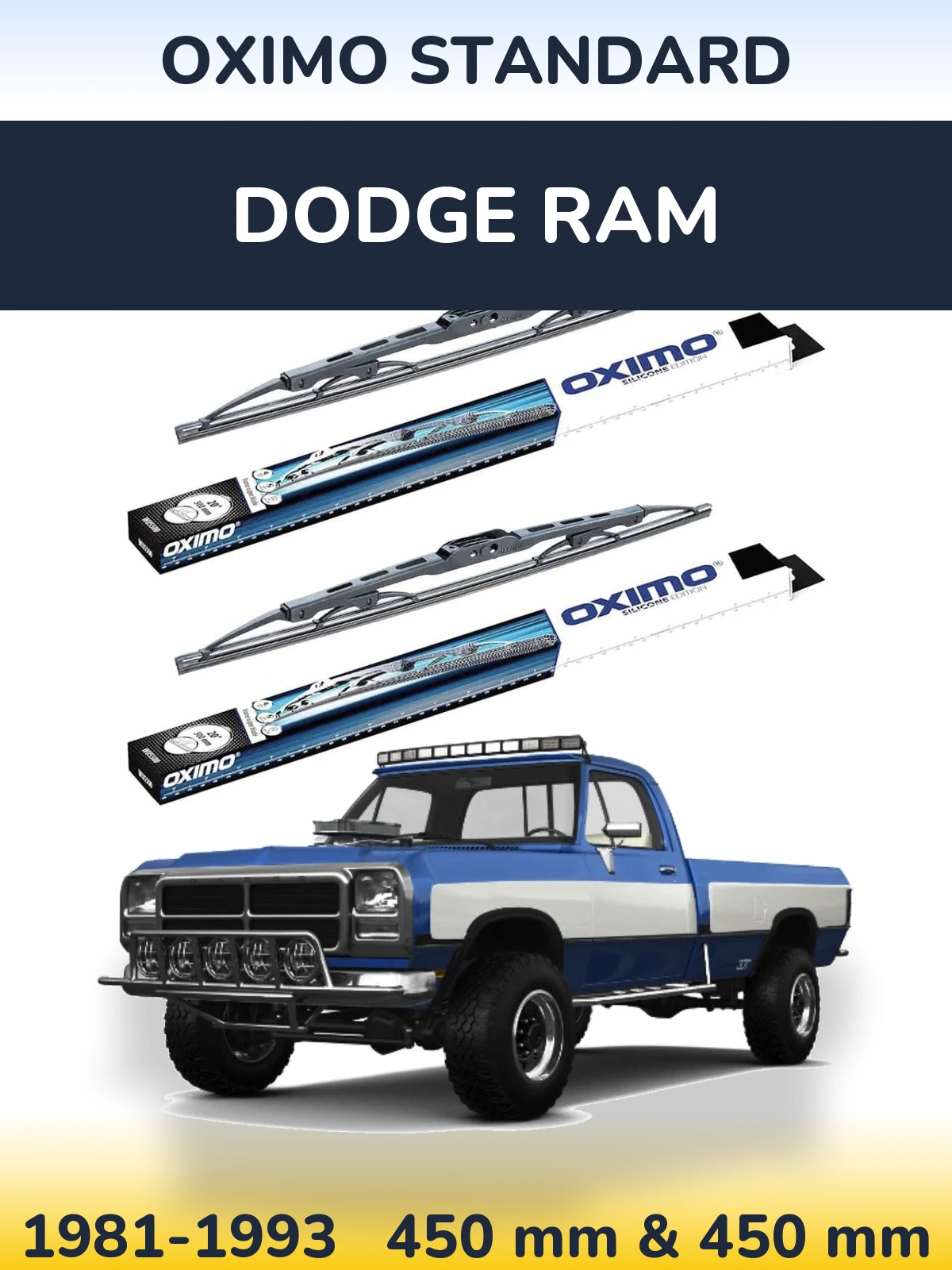 Комплект передних дворников Oximo Standard 450 & 450 мм для Dodge RAM 1981-1993