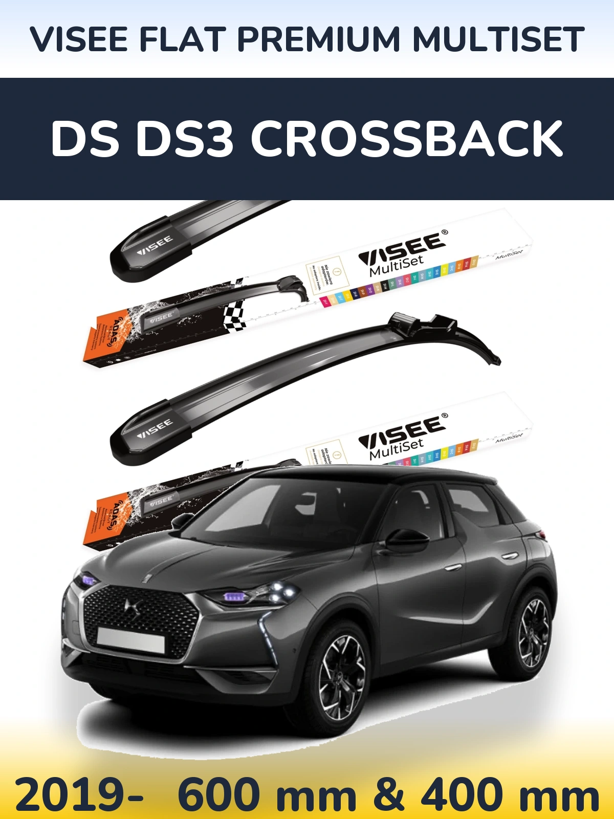 Ștergătoare VISEE FLAT PREMIUM MultiSet pentru DS DS3 Crossback