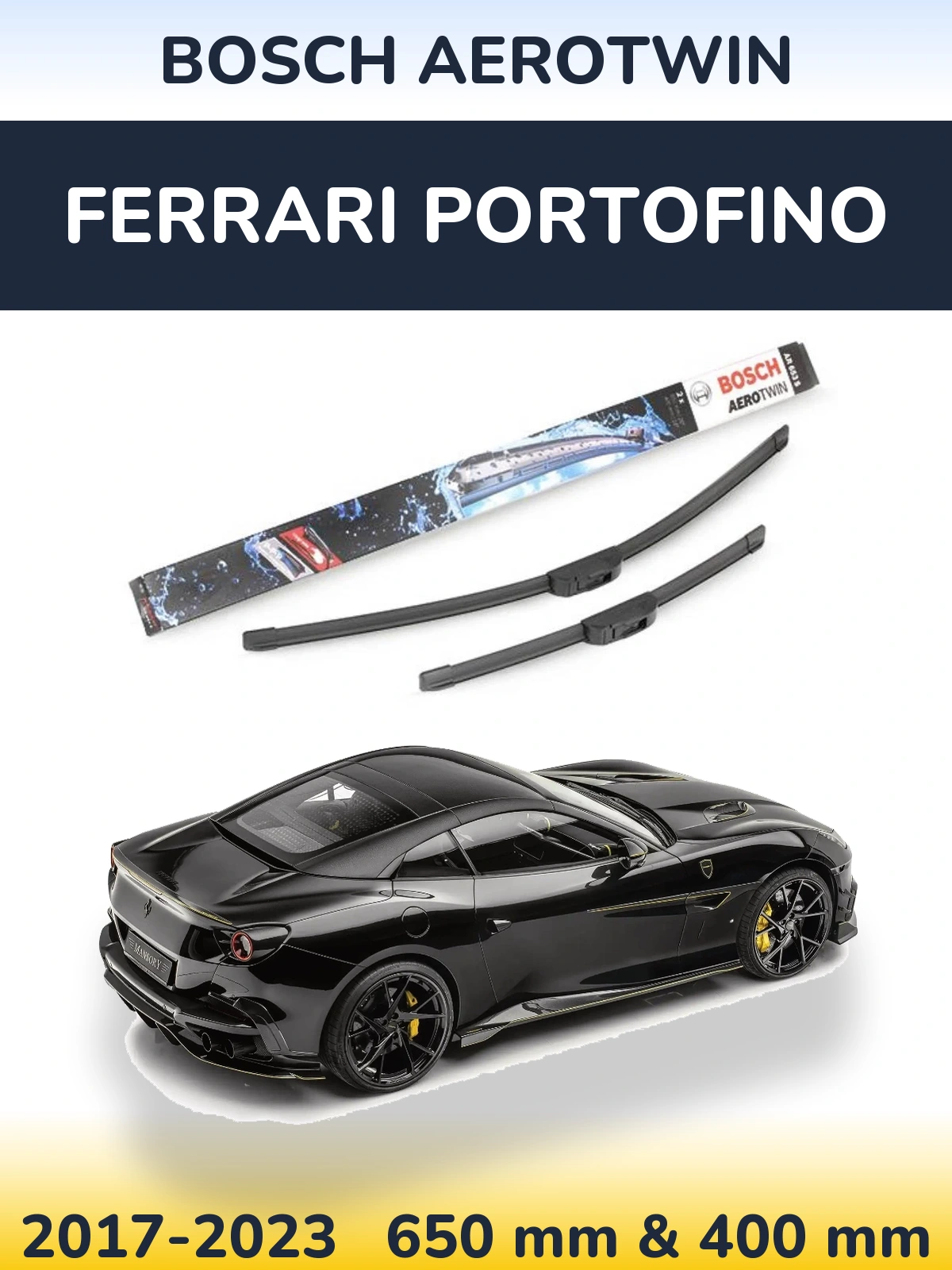 Комплект передніх щіток BOSCH AeroTwin 650 & 400 мм для Ferrari Portofino 2017-2023