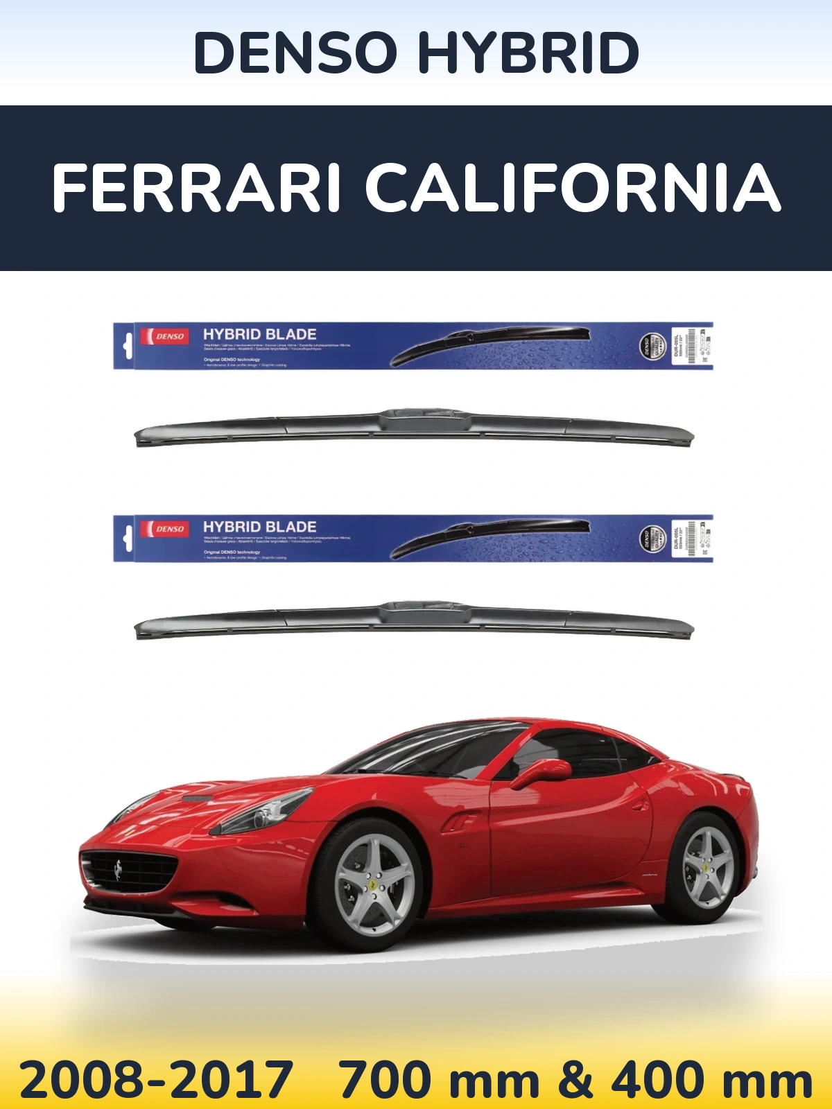 Комплект передних дворников Denso Hybrid 700 & 400 мм для Ferrari California 2008-2017