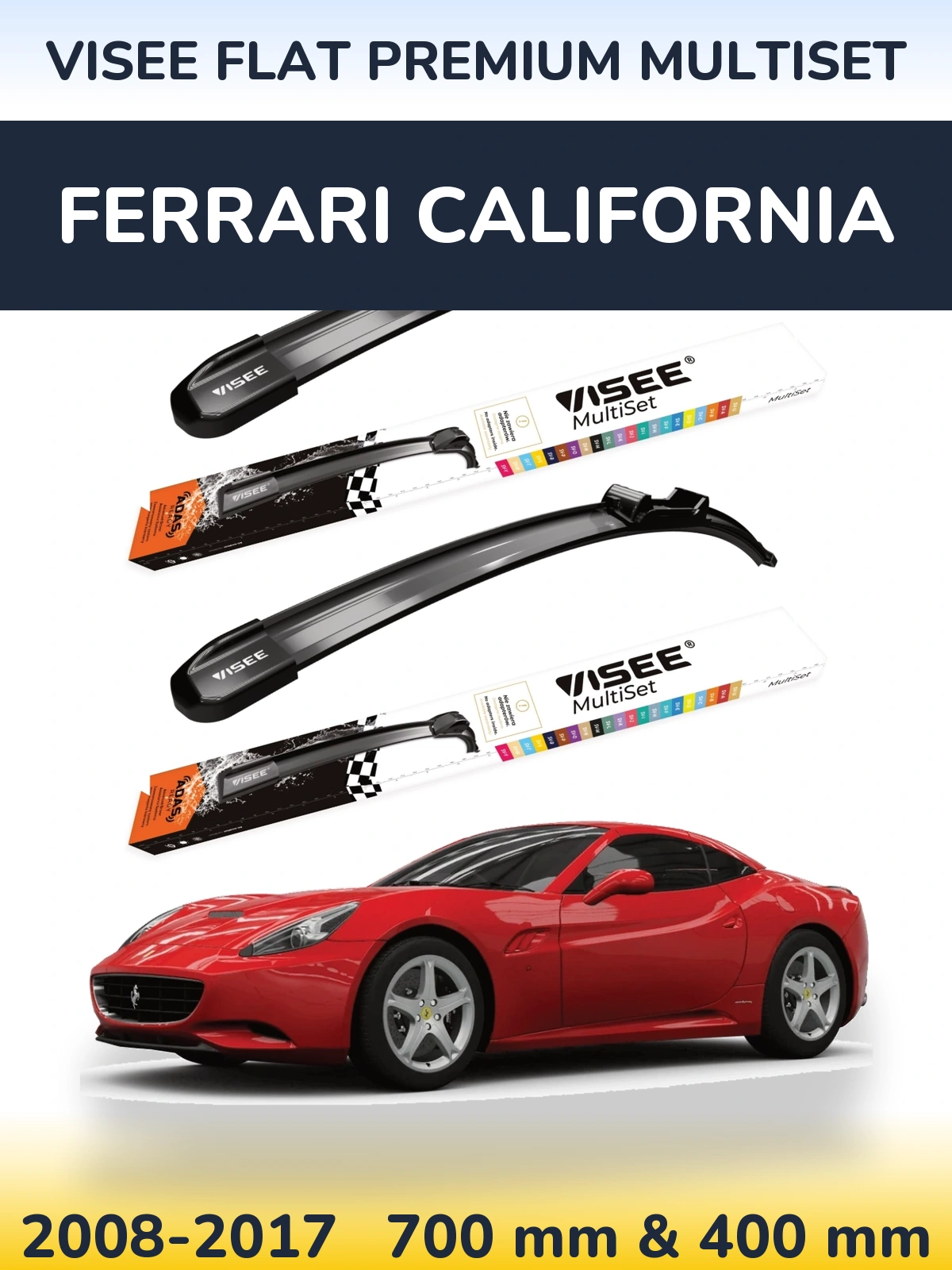 Комплект передних дворников VISEE FLAT PREMIUM MultiSet 700 & 400 мм для Ferrari California 2008-2017