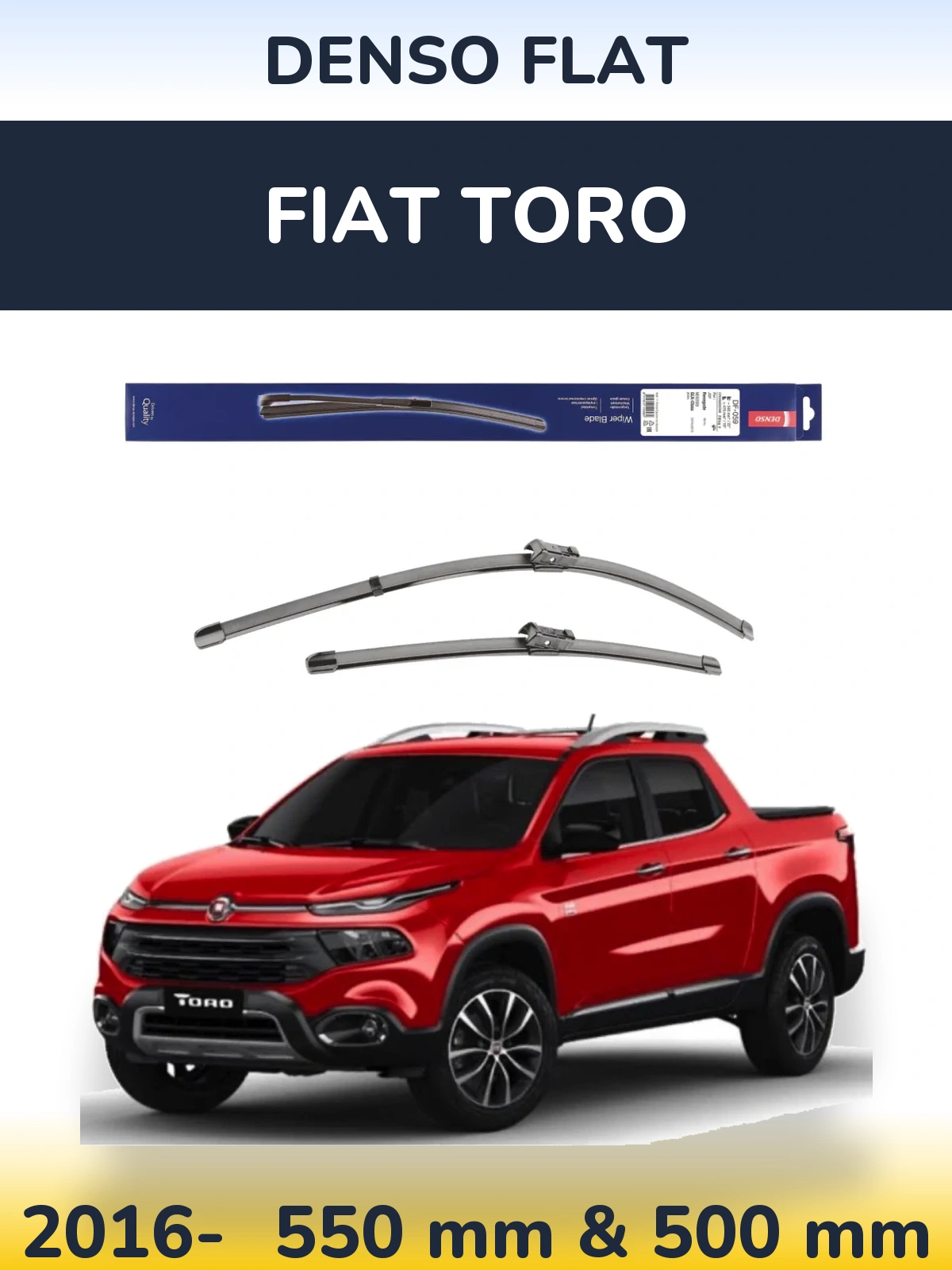 Комплект передніх щіток Denso Flat 550 & 475 мм для Fiat Toro 2016-2026