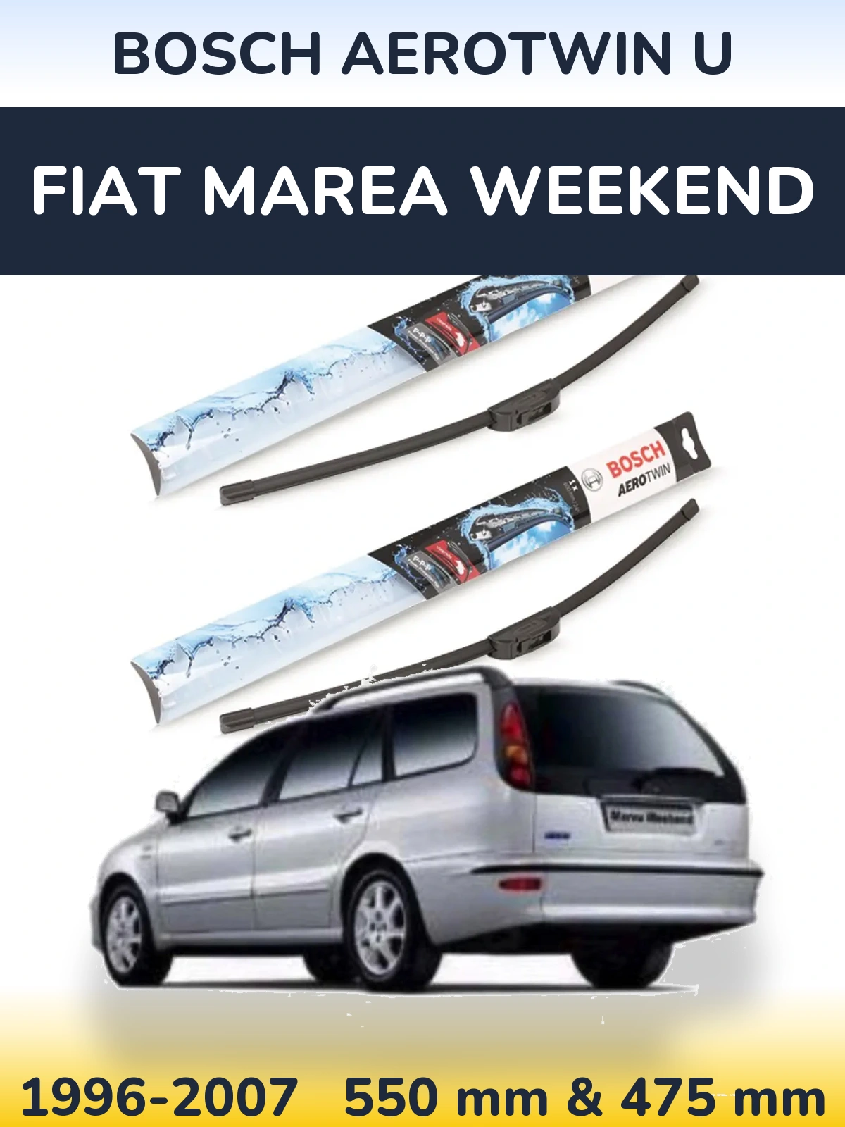 Комплект передних дворников BOSCH AeroTwin U 550 & 475 мм для Fiat Marea Weekend 1996-2007