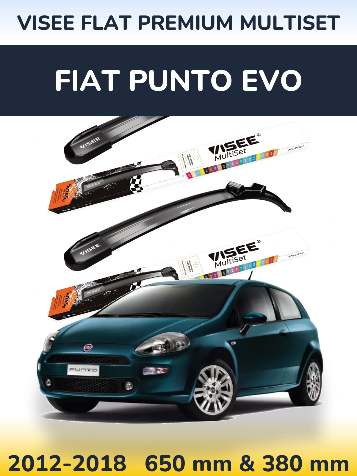Ștergătoare VISEE FLAT PREMIUM MultiSet pentru Fiat Punto Evo