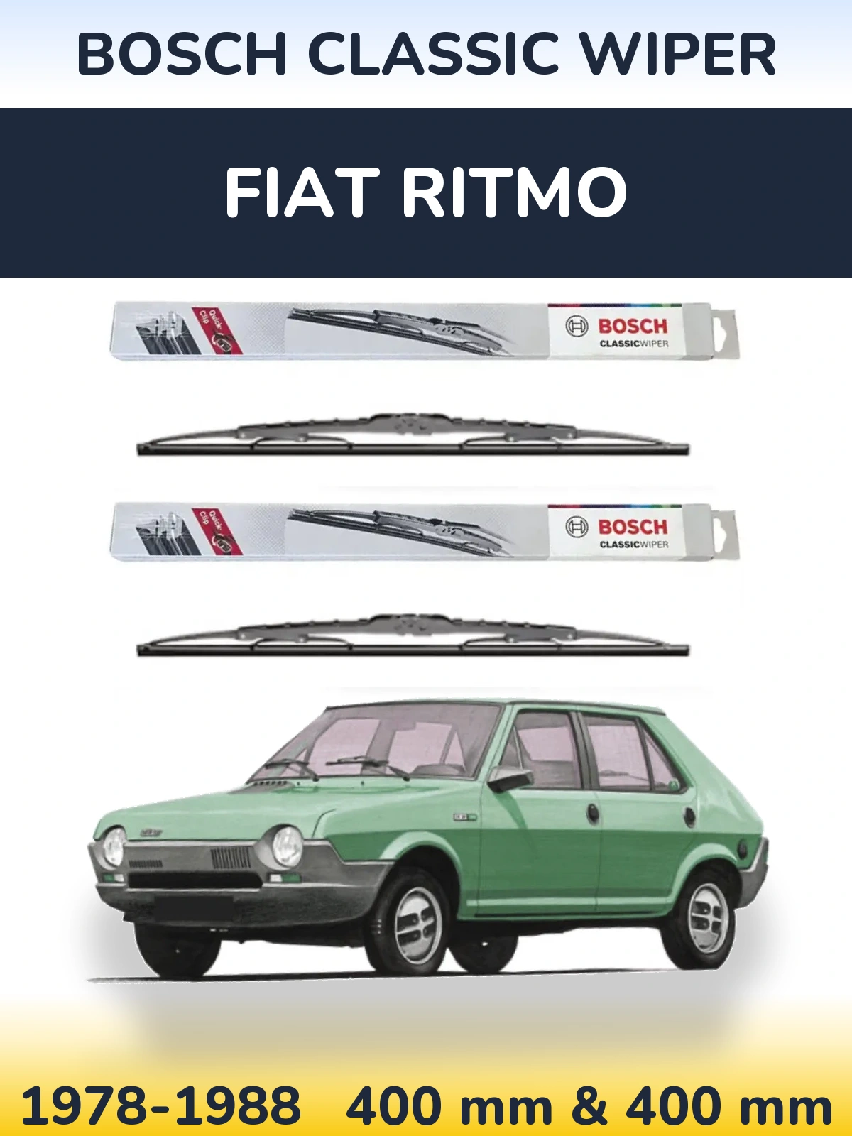 Комплект передних дворников BOSCH Classic Wiper 400 & 400 мм для Fiat Ritmo 1978-1988
