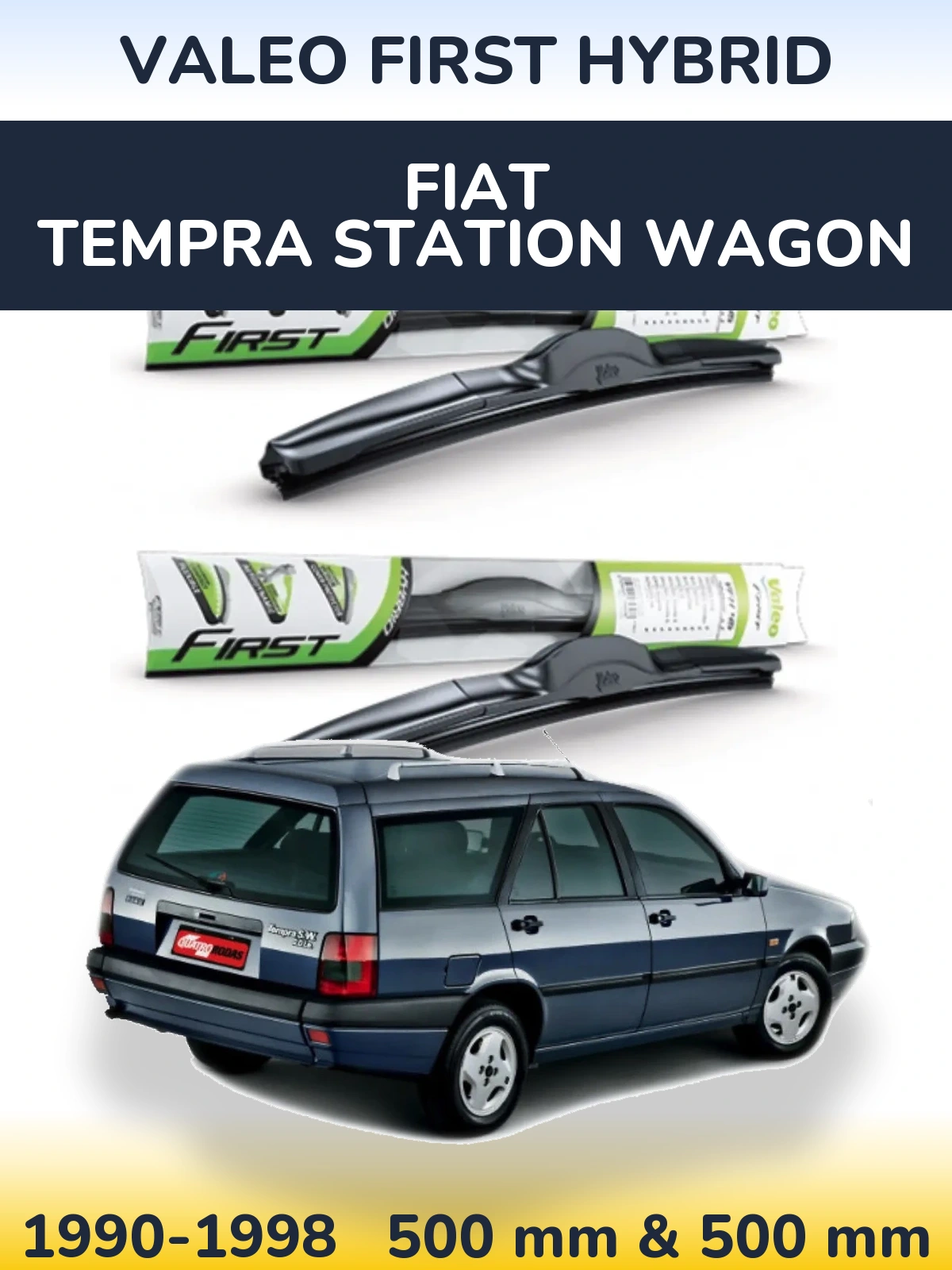 Front wiper blade set Valeo First Hybrid 500 & 500 mm for Fiat Tempra Station Wagon 1990-1998