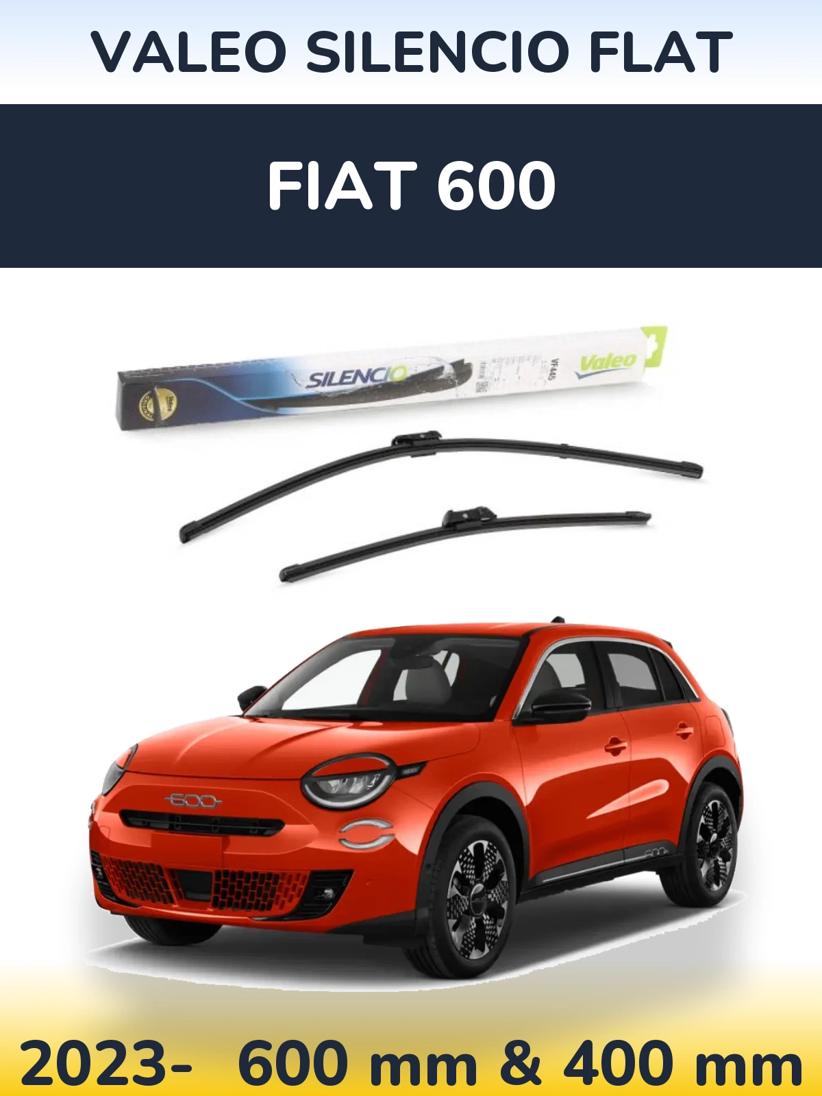 Комплект передних дворников Valeo Silencio Flat 600 & 400 мм для Fiat 600 2023-2026