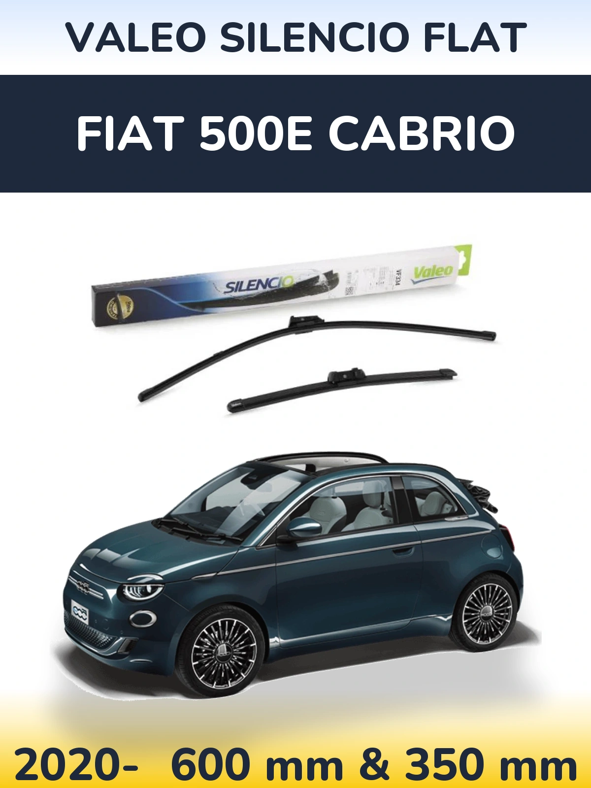 Ștergătoare Valeo Silencio Flat pentru Fiat 500e Cabrio