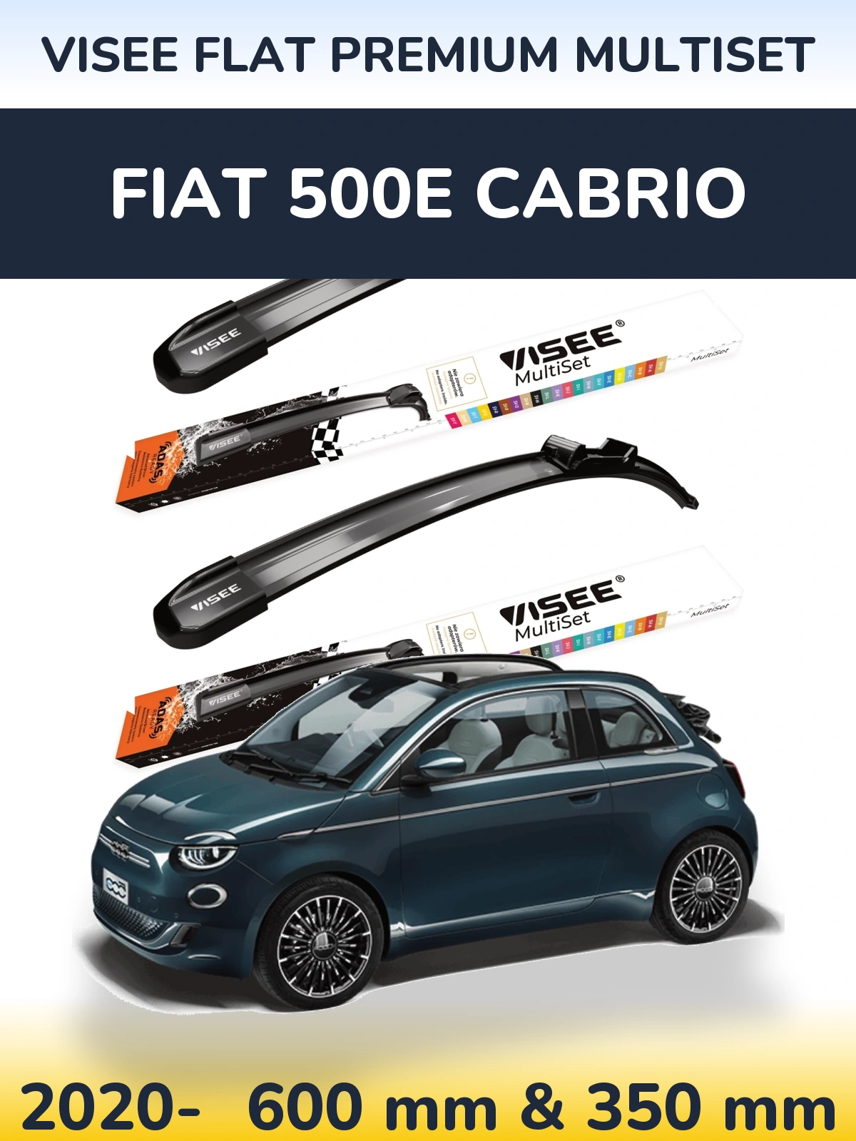 Ștergătoare VISEE FLAT PREMIUM MultiSet pentru Fiat 500e Cabrio