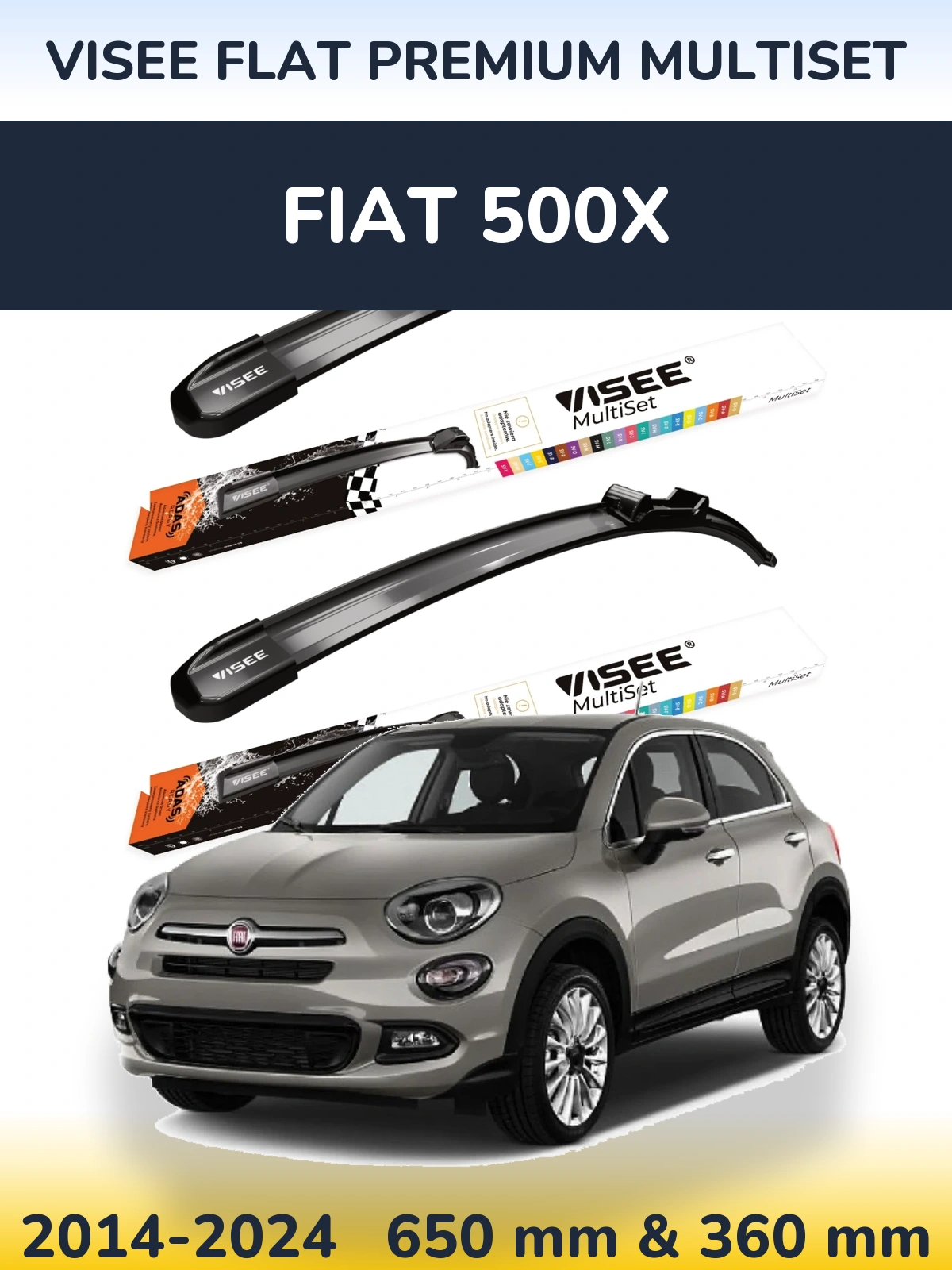 Ștergătoare VISEE FLAT PREMIUM MultiSet pentru Fiat 500X