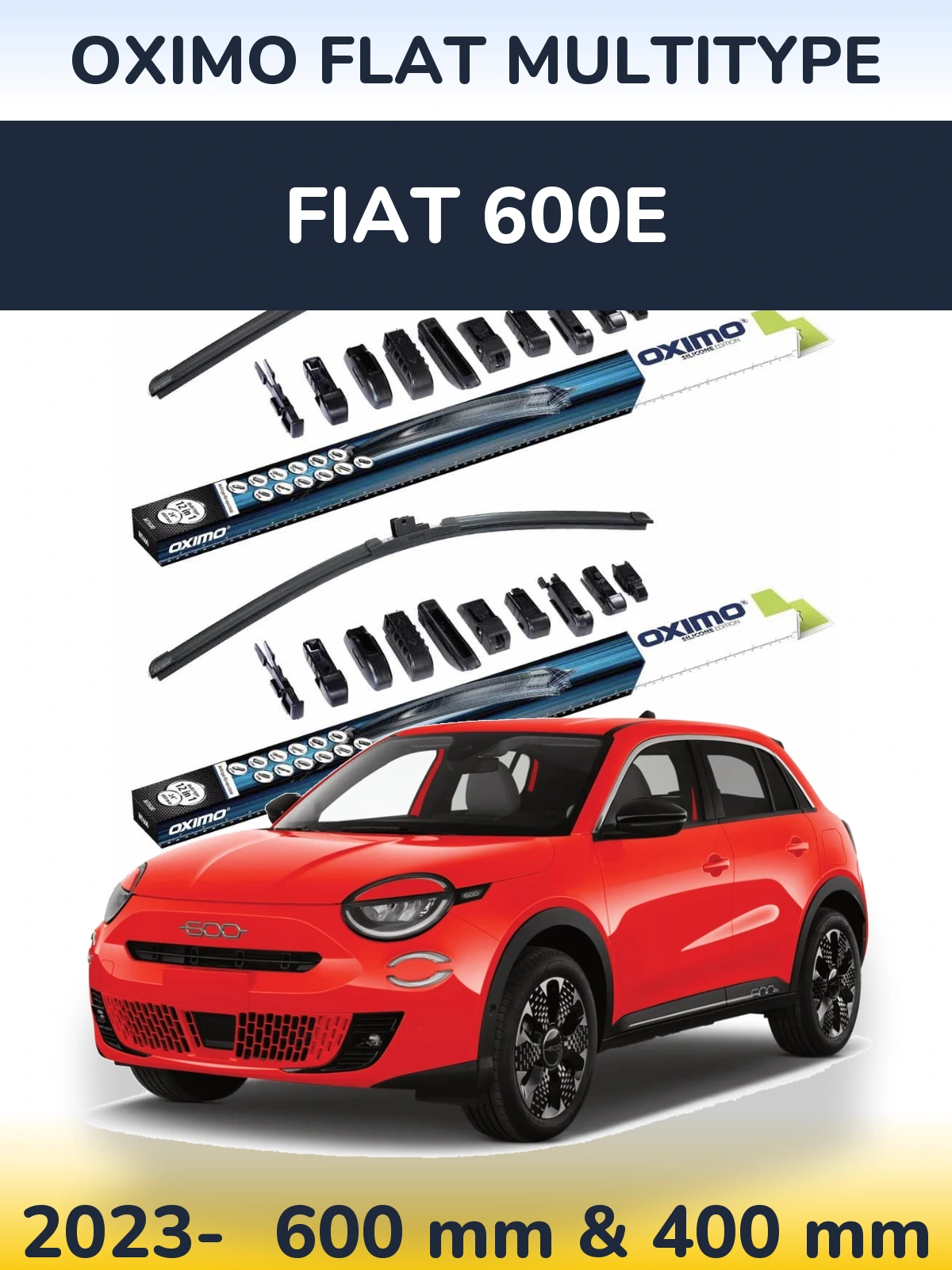 Комплект передних дворников Oximo Flat MultiТипe 600 & 400 мм для Fiat 600e 2023-2026