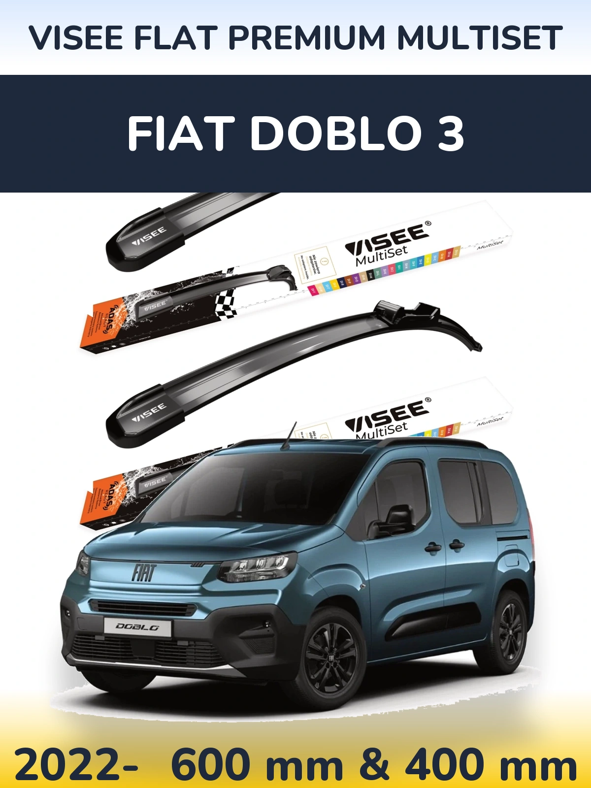 Ștergătoare VISEE FLAT PREMIUM MultiSet pentru Fiat Doblo 3