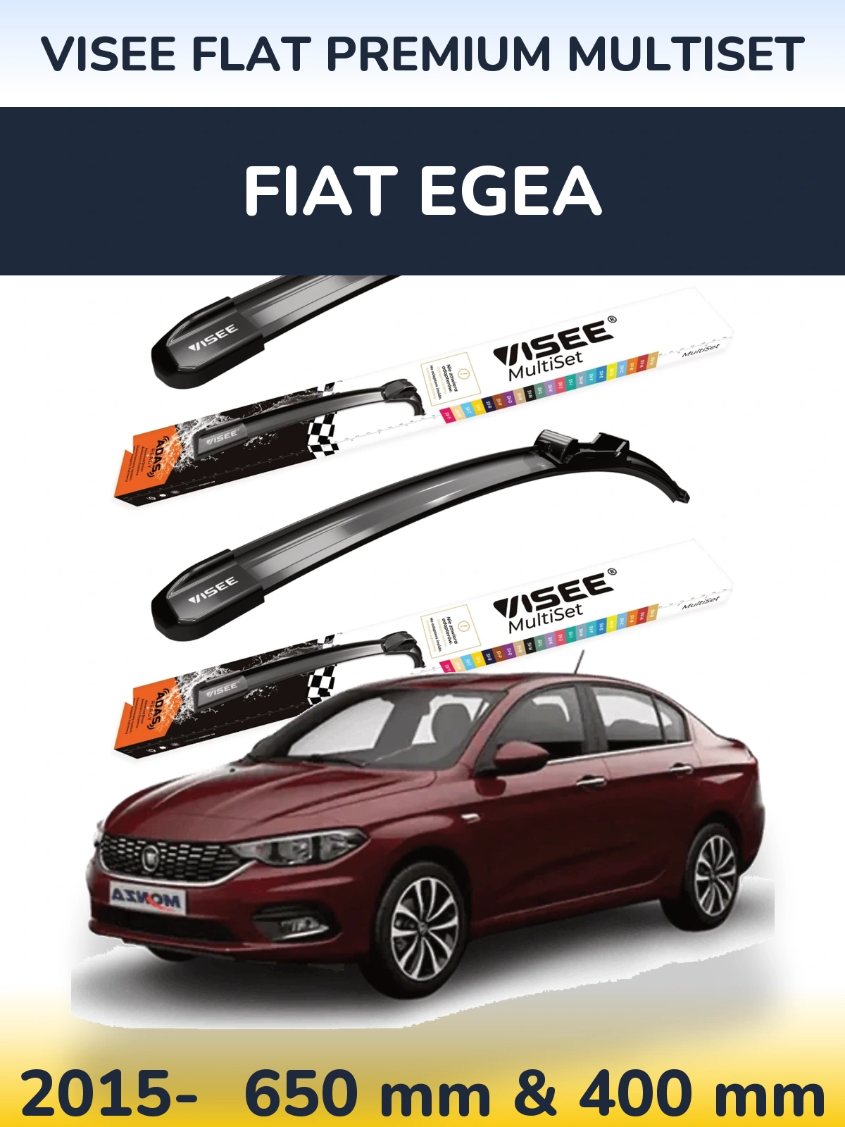Ștergătoare VISEE FLAT PREMIUM MultiSet pentru Fiat Egea