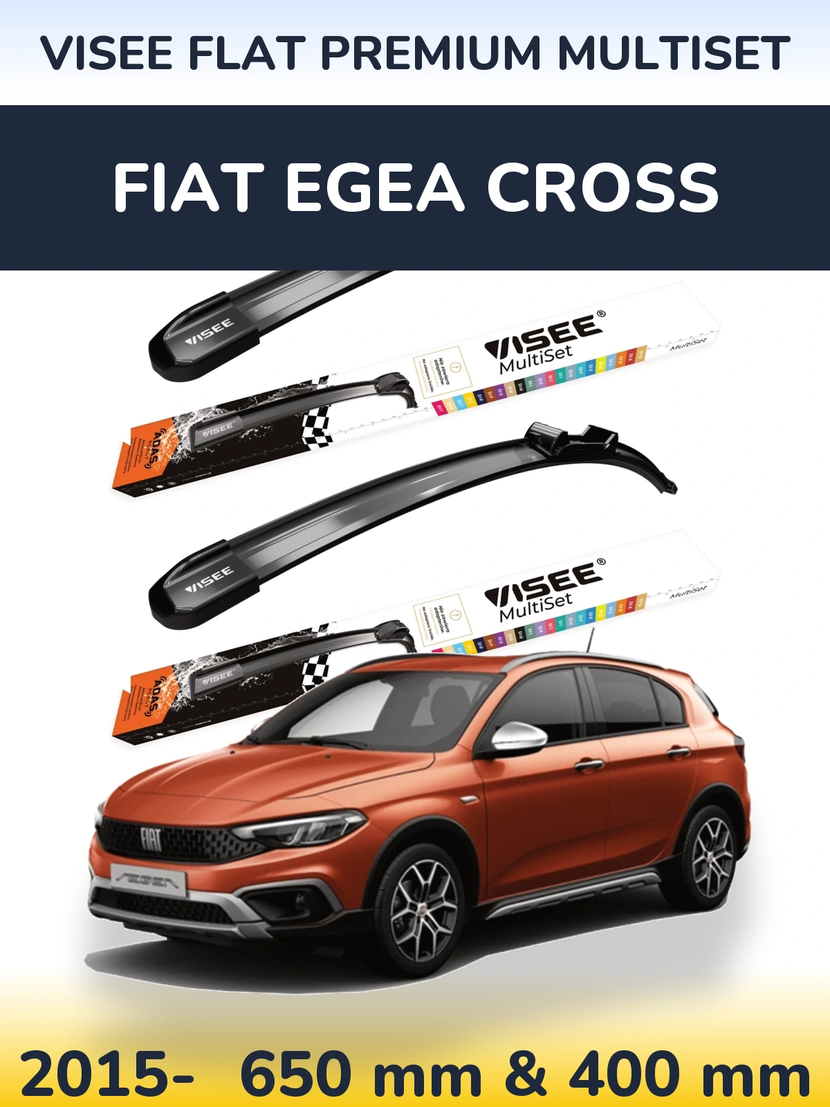 Ștergătoare VISEE FLAT PREMIUM MultiSet pentru Fiat Egea Cross