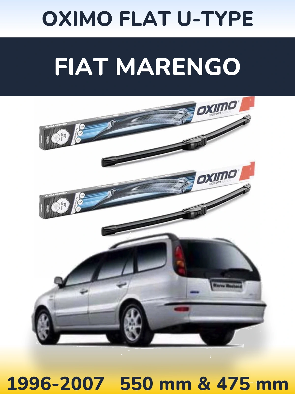 Комплект передніх щіток Oximo Flat U-type 550 & 475 мм для Fiat Marengo 1996-2007