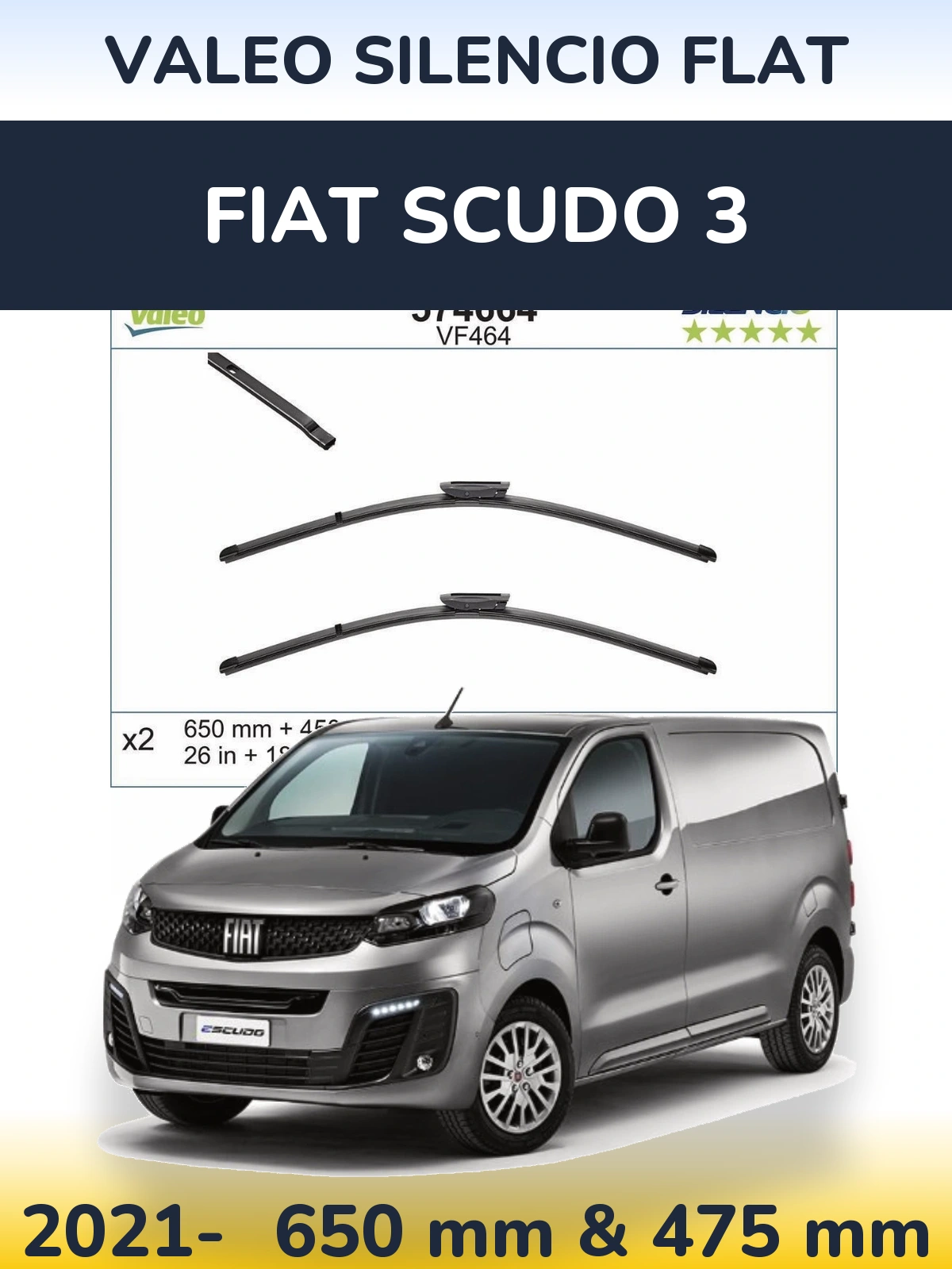 Ștergătoare Valeo Silencio Flat pentru Fiat Scudo 3