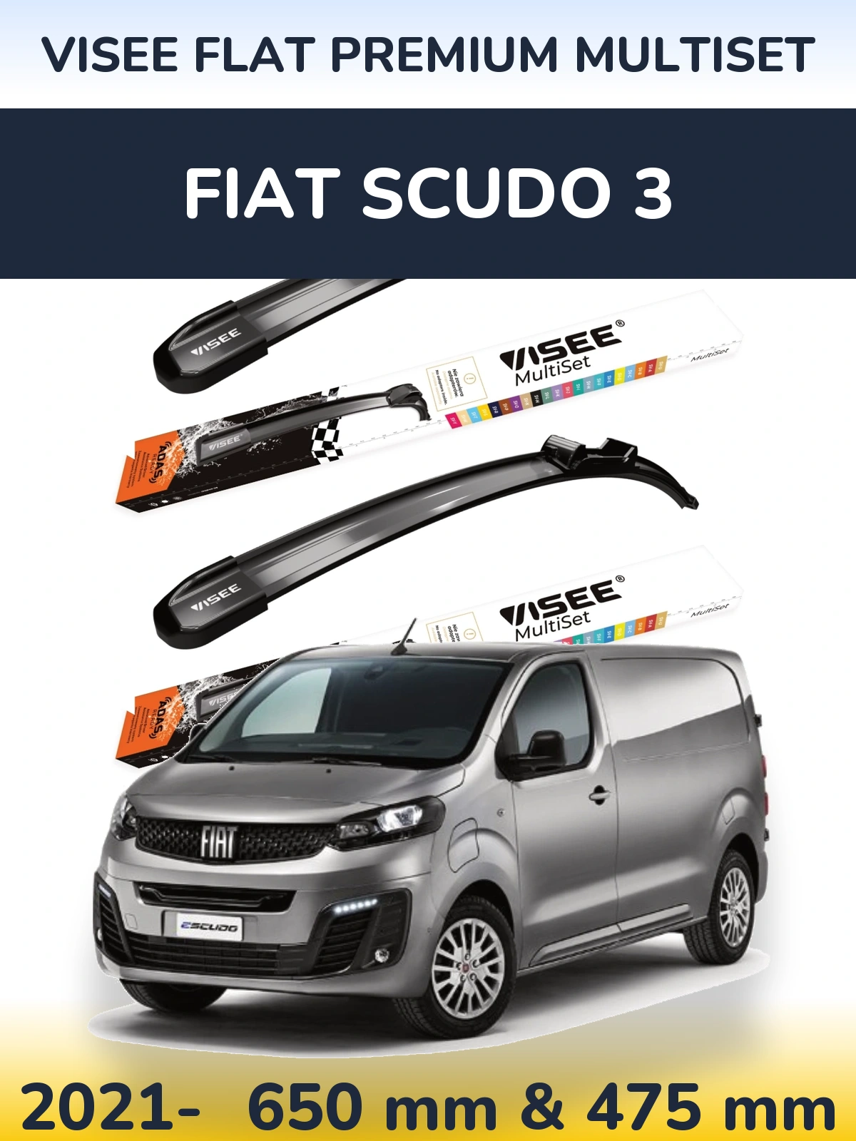 Ștergătoare VISEE FLAT PREMIUM MultiSet pentru Fiat Scudo 3