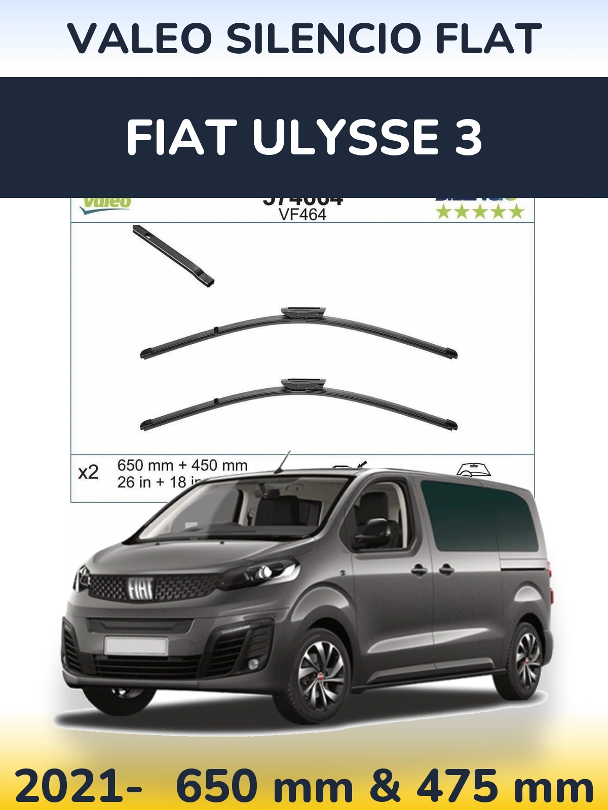 Ștergătoare Valeo Silencio Flat pentru Fiat Ulysse 3