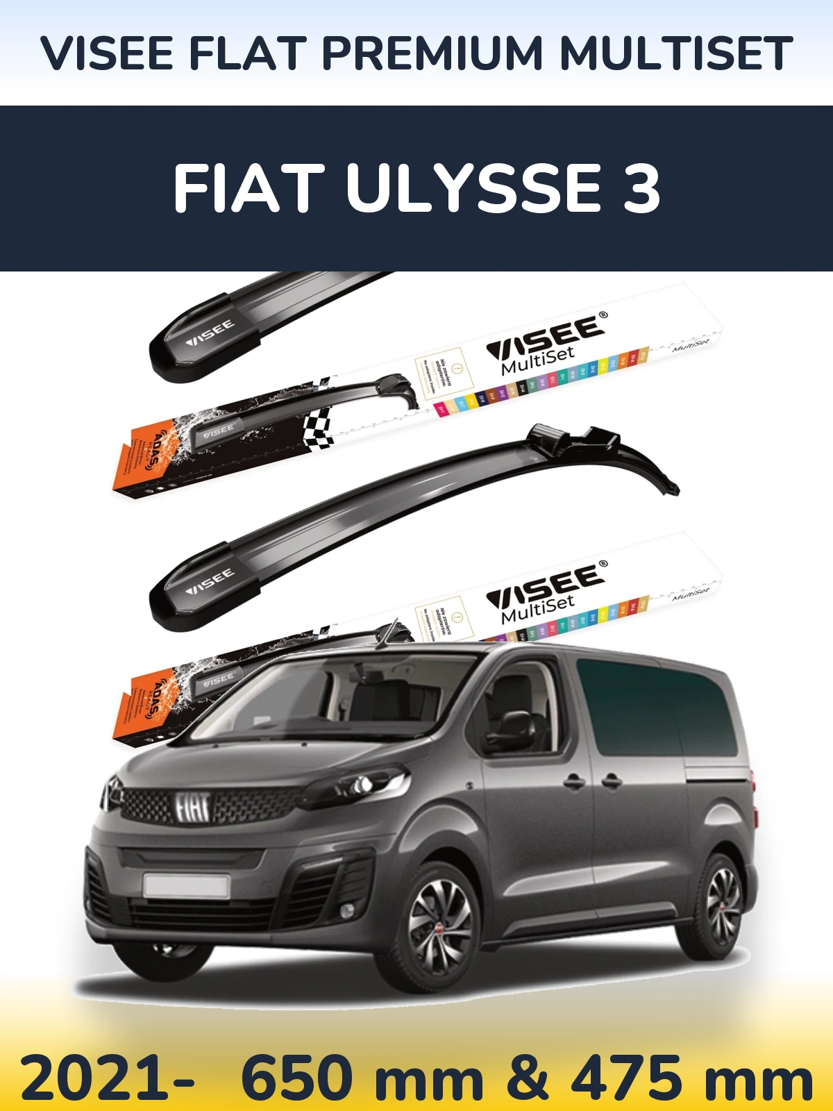 Ștergătoare VISEE FLAT PREMIUM MultiSet pentru Fiat Ulysse 3