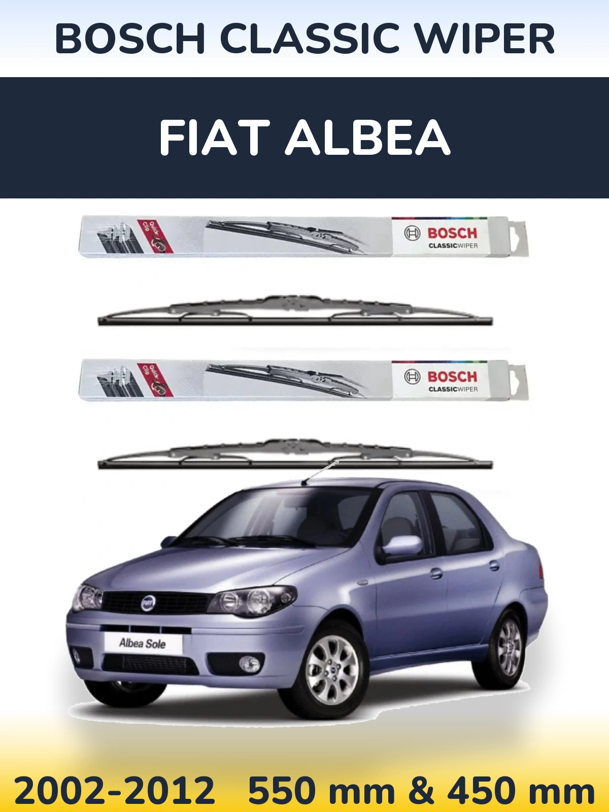 Ștergătoare BOSCH Classic Wiper pentru Fiat Albea