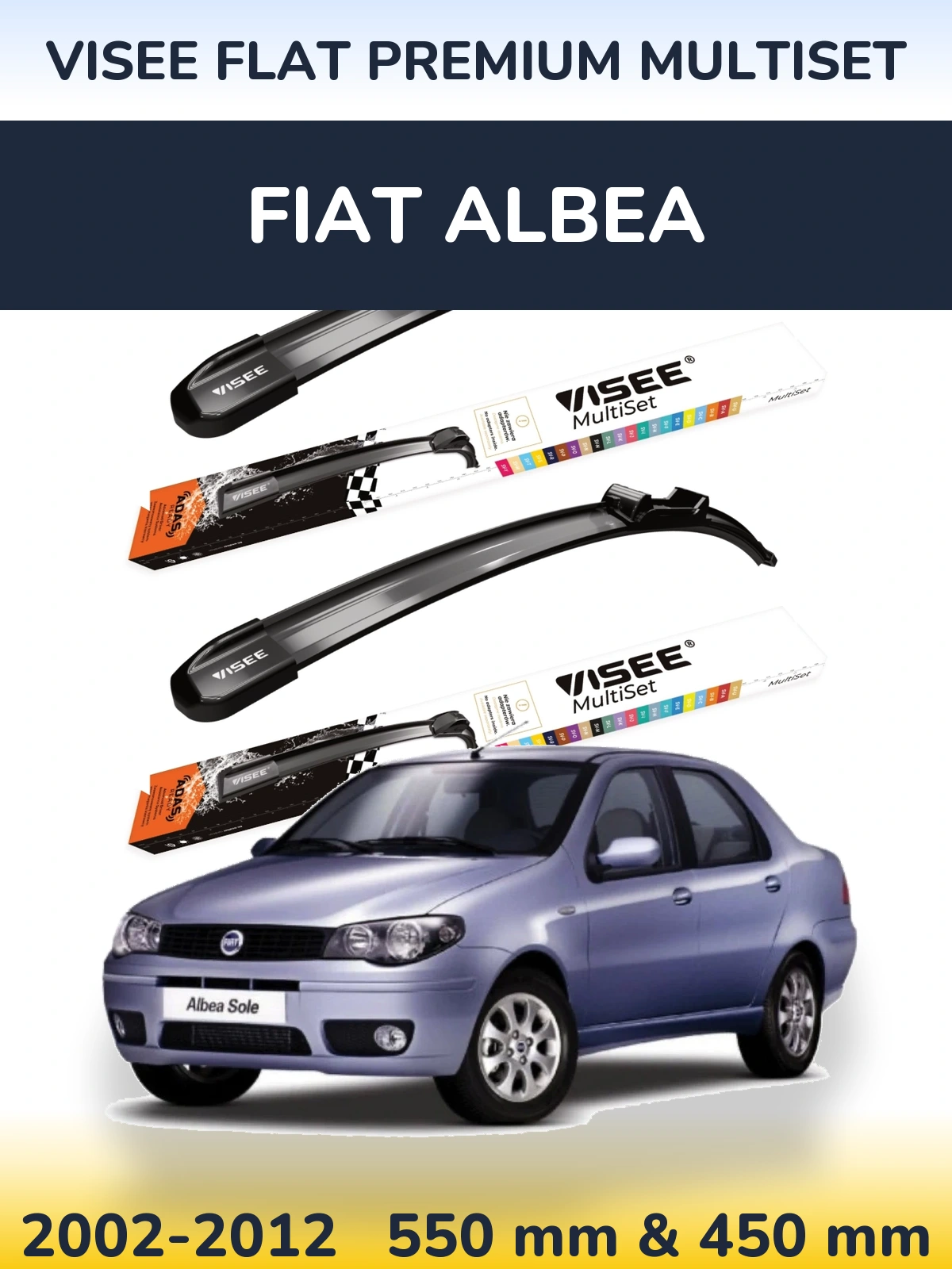 Ștergătoare VISEE FLAT PREMIUM MultiSet pentru Fiat Albea