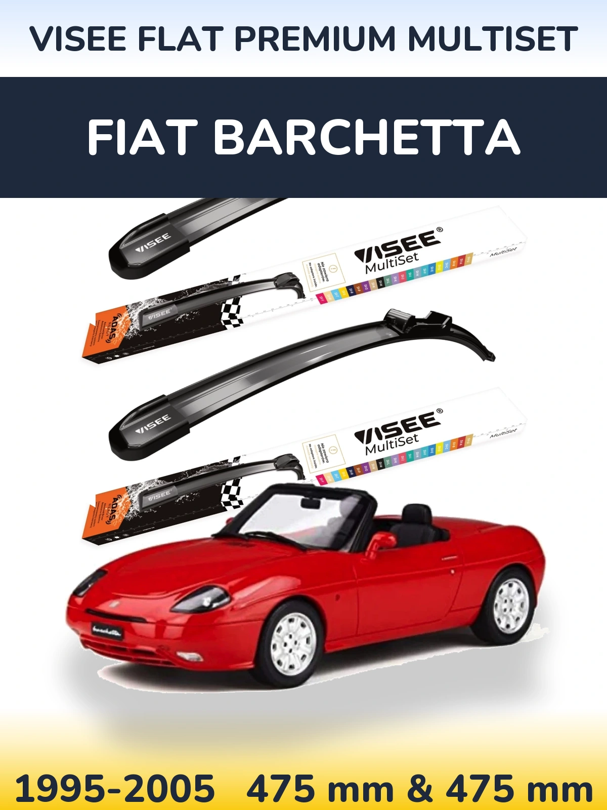 Ștergătoare VISEE FLAT PREMIUM MultiSet pentru Fiat Barchetta