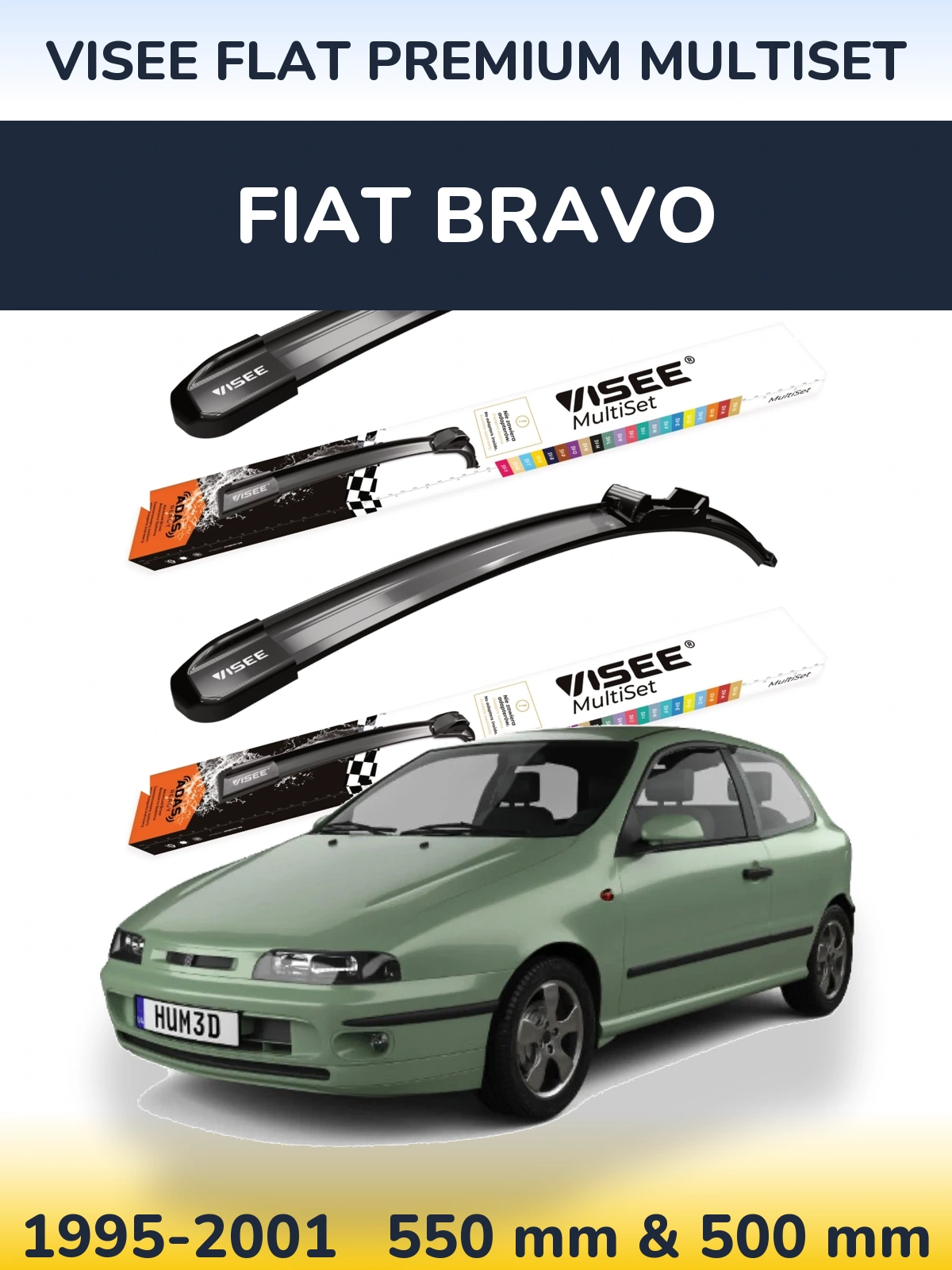 Ștergătoare VISEE FLAT PREMIUM MultiSet pentru Fiat Bravo