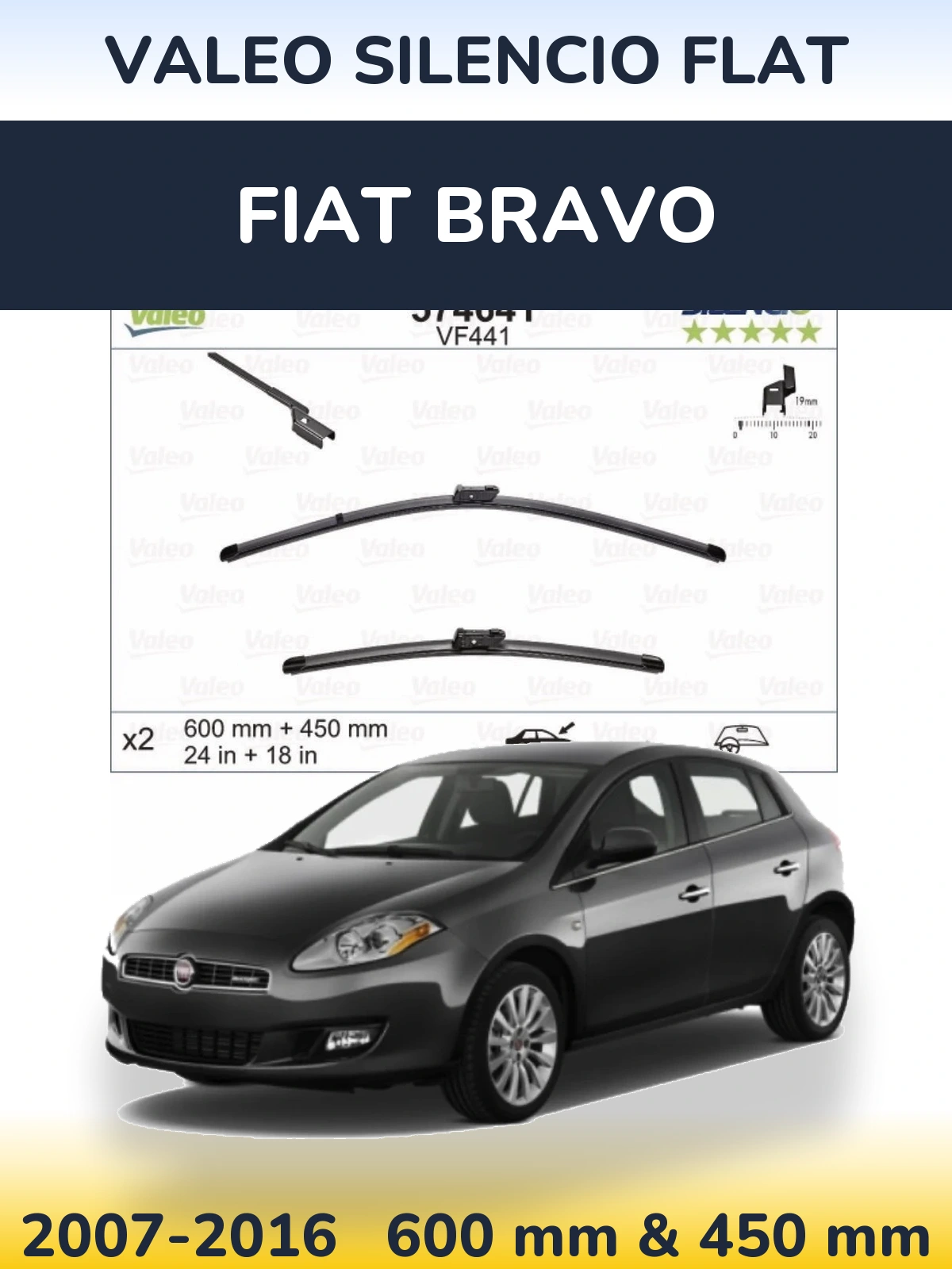 Ștergătoare Valeo Silencio Flat pentru Fiat Bravo