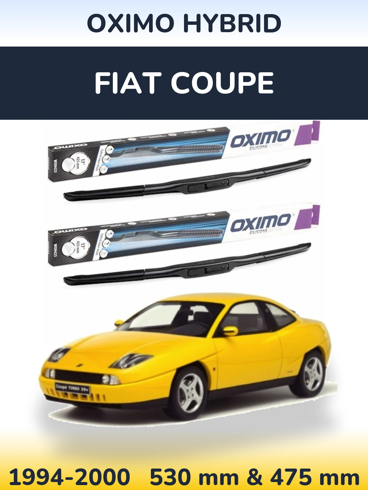Комплект передних дворников Oximo Hybrid 530 & 475 мм для Fiat Coupe 1994-2000