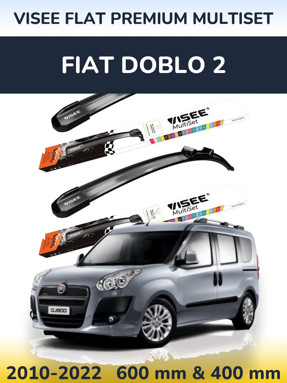 Ștergătoare VISEE FLAT PREMIUM MultiSet pentru Fiat Doblo 2