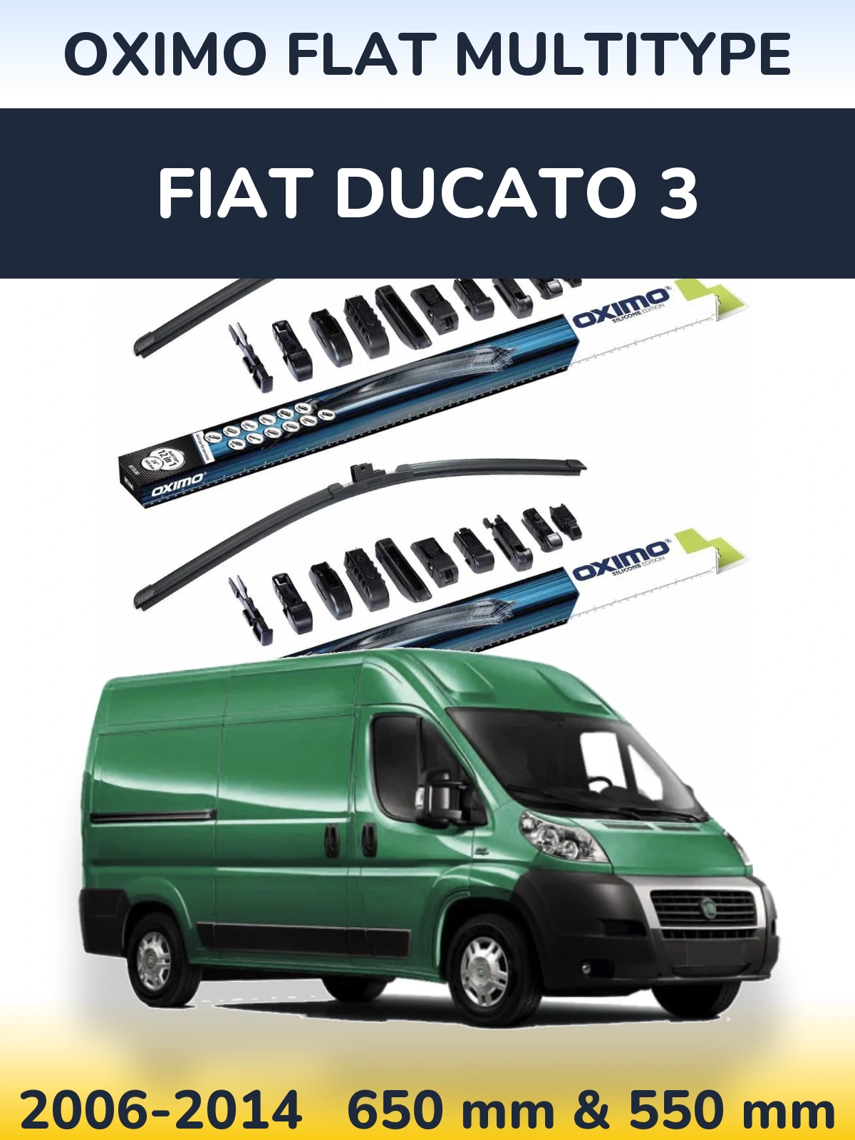 Комплект передних дворников Oximo Flat MultiТипe 650 & 550 мм для Fiat Ducato 3 2006-2014