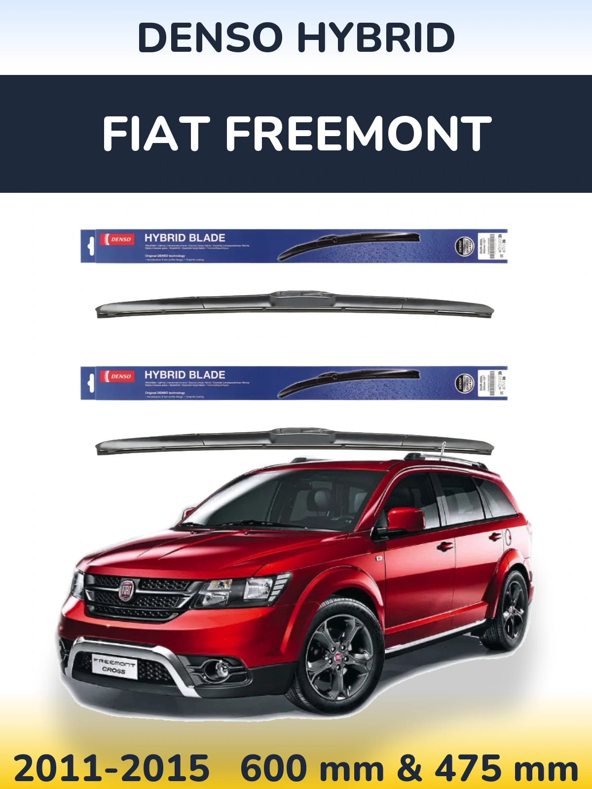 Комплект передних дворников Denso Hybrid 600 & 475 мм для Fiat Freemont 2011-2015