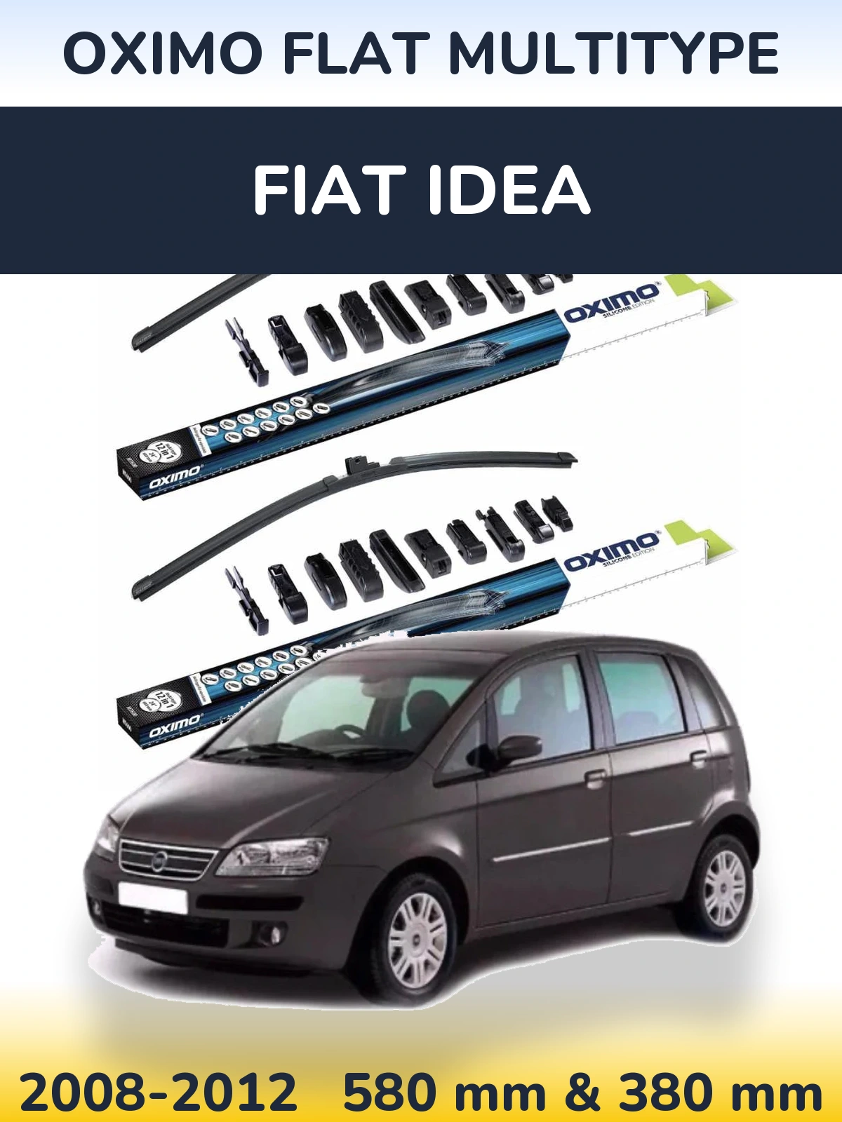 Комплект передних дворников Oximo Flat MultiТипe 580 & 380 мм для Fiat Idea 2008-2012