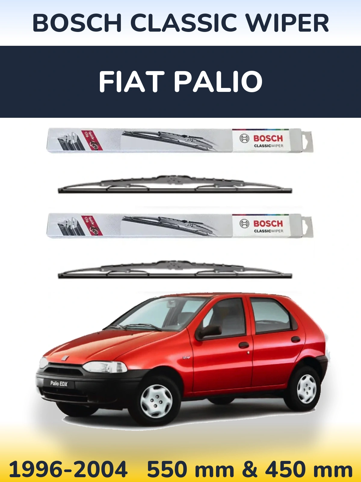Комплект передних дворников BOSCH Classic Wiper 550 & 450 мм для Fiat Palio 1996-2004