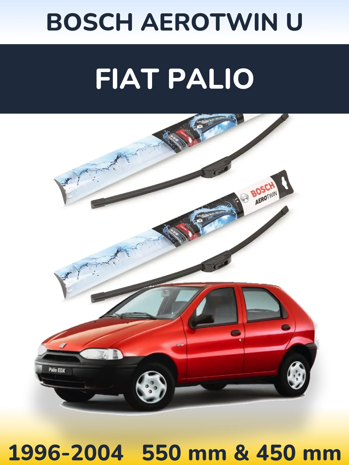 Комплект передних дворников BOSCH AeroTwin U 550 & 450 мм для Fiat Palio 1996-2004