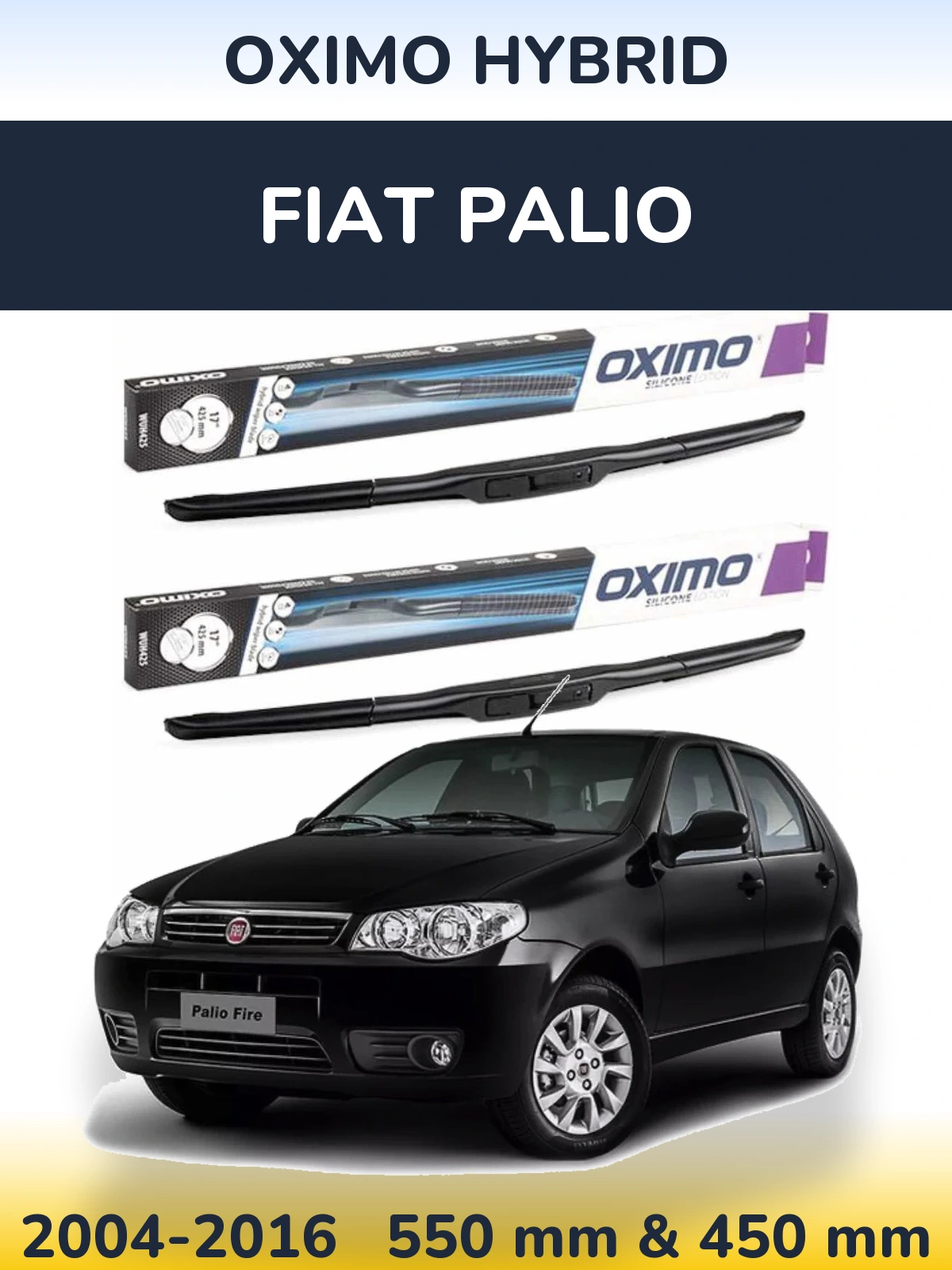 Комплект передних дворников Oximo Hybrid 550 & 450 мм для Fiat Palio 2004-2016