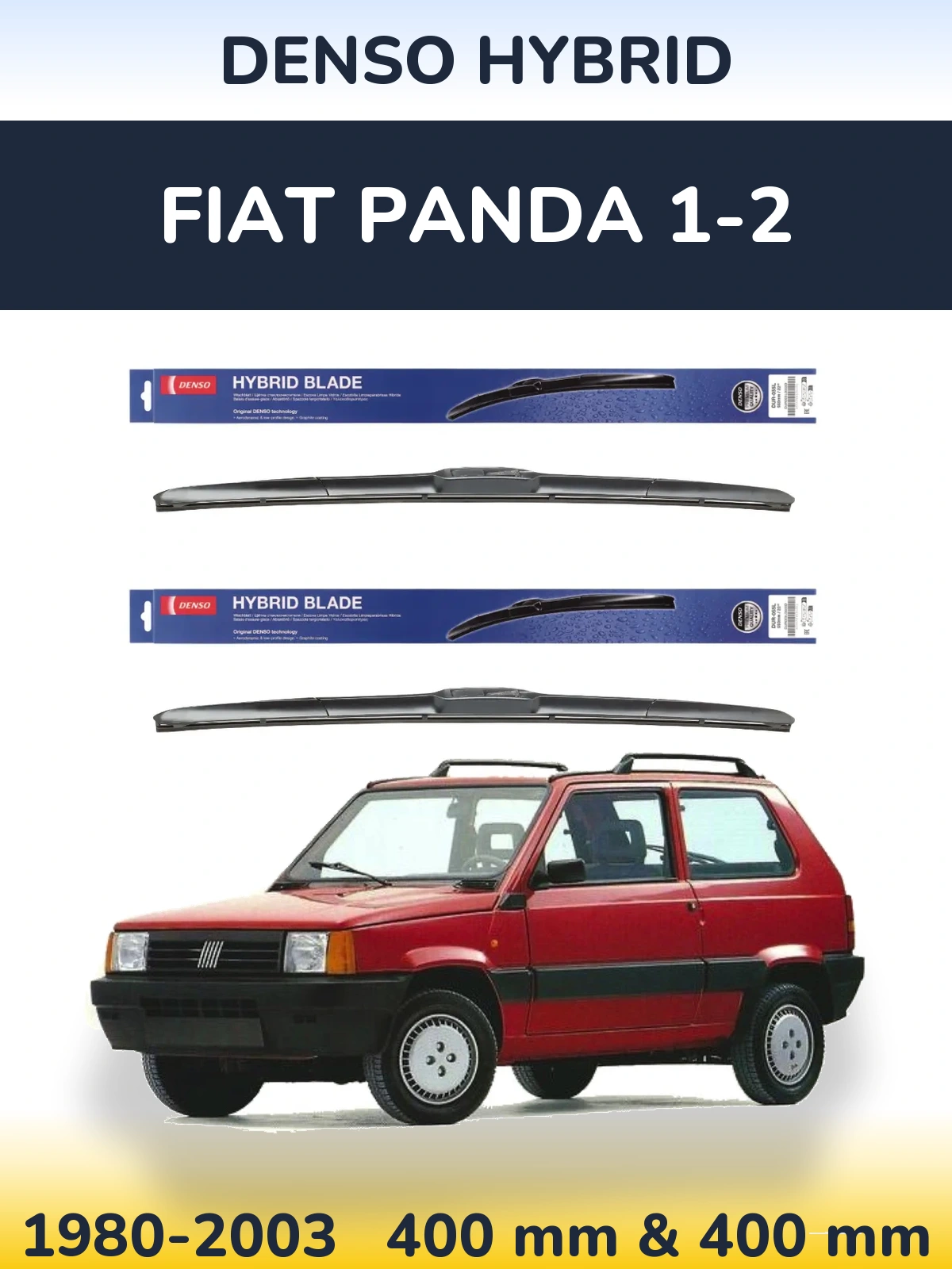 Комплект передних дворников Denso Hybrid 400 & 400 мм для Fiat Panda 1-2 1980-2003